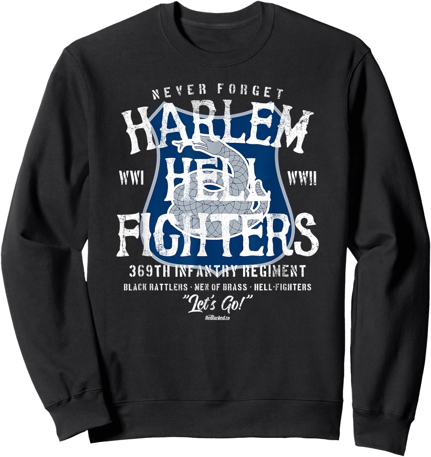Harlem Hellfighters Vintage Black Military History WWI WWII Sweatshirt - Sweatshirt | Black