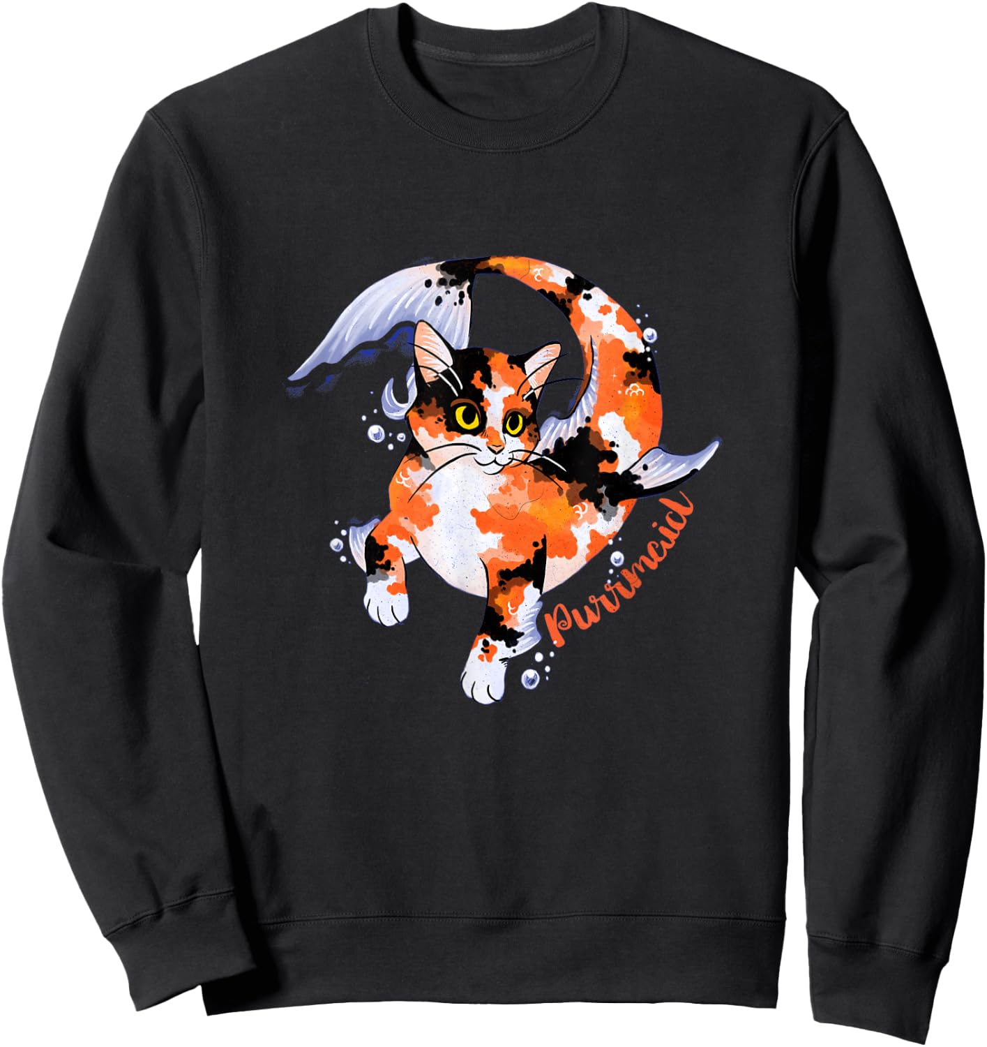 Purrmaid | Funny Mermaid Cat, Mermaiding Kitty Sweatshirt - Sweatshirt | Black