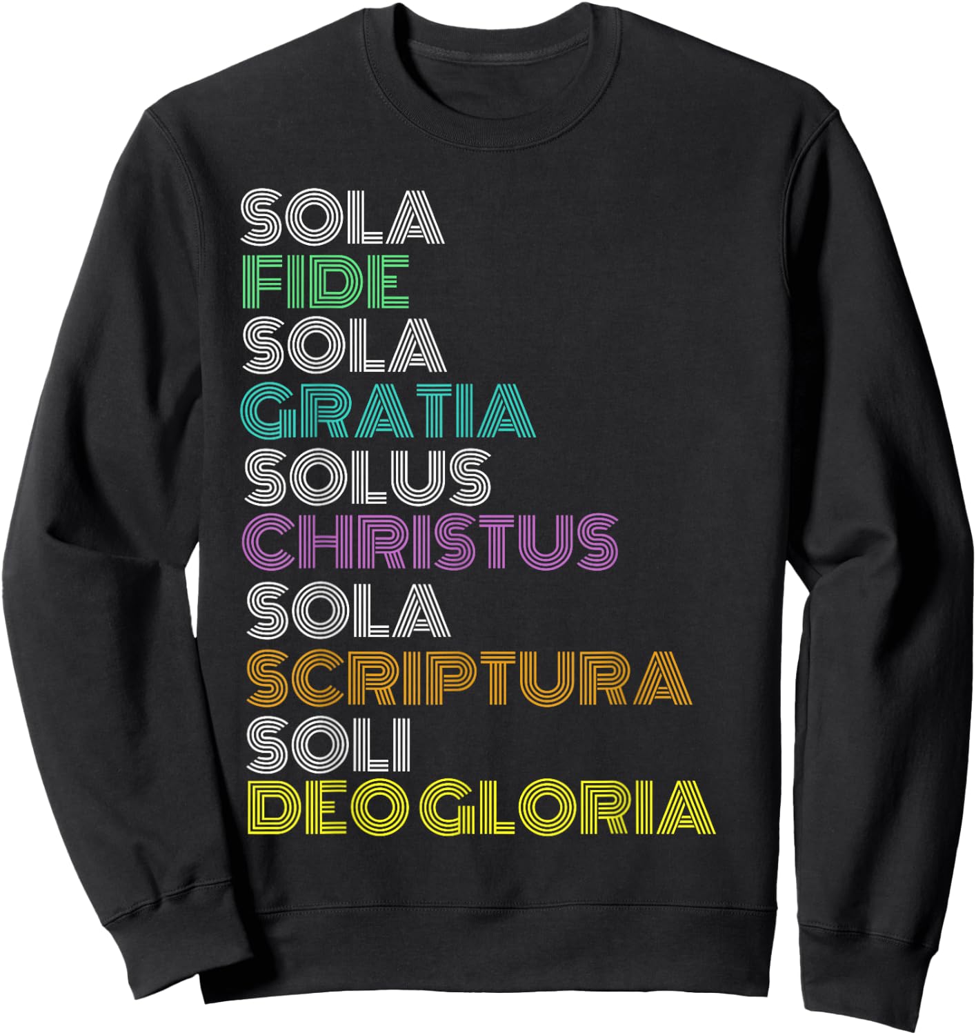 Reformed Christian Five 5 Solas Reformation Day Church Sweatshirt - Sweatshirt | Black
