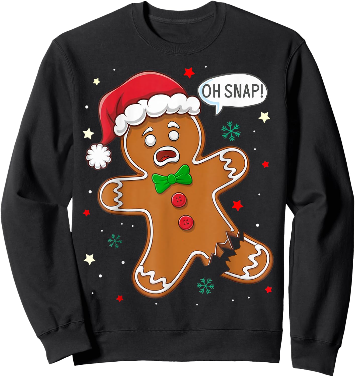 Christmas Gingerbread Man Oh Snap Funny Sweatshirt - Sweatshirt | Black