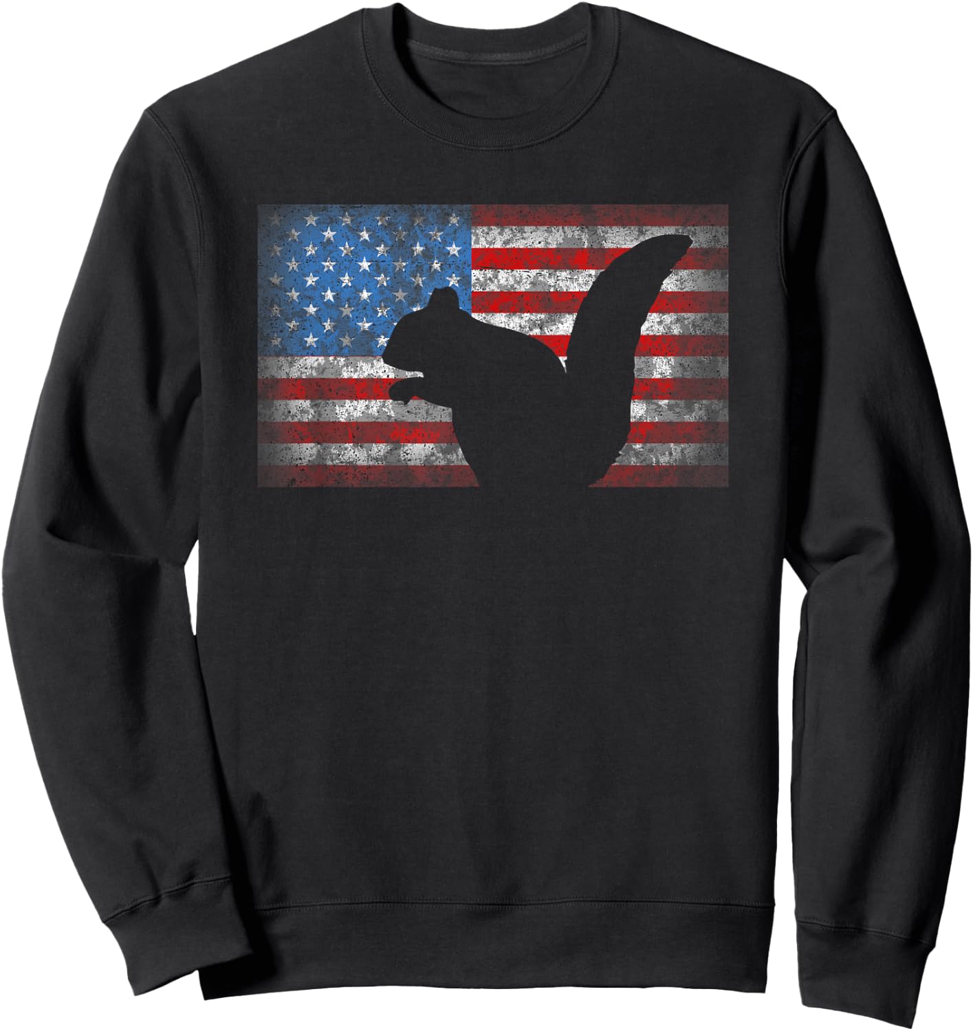 American Flag Squirrel Shirt 4th of July Animal Gift Sweatshirt - Sweatshirt | Black
