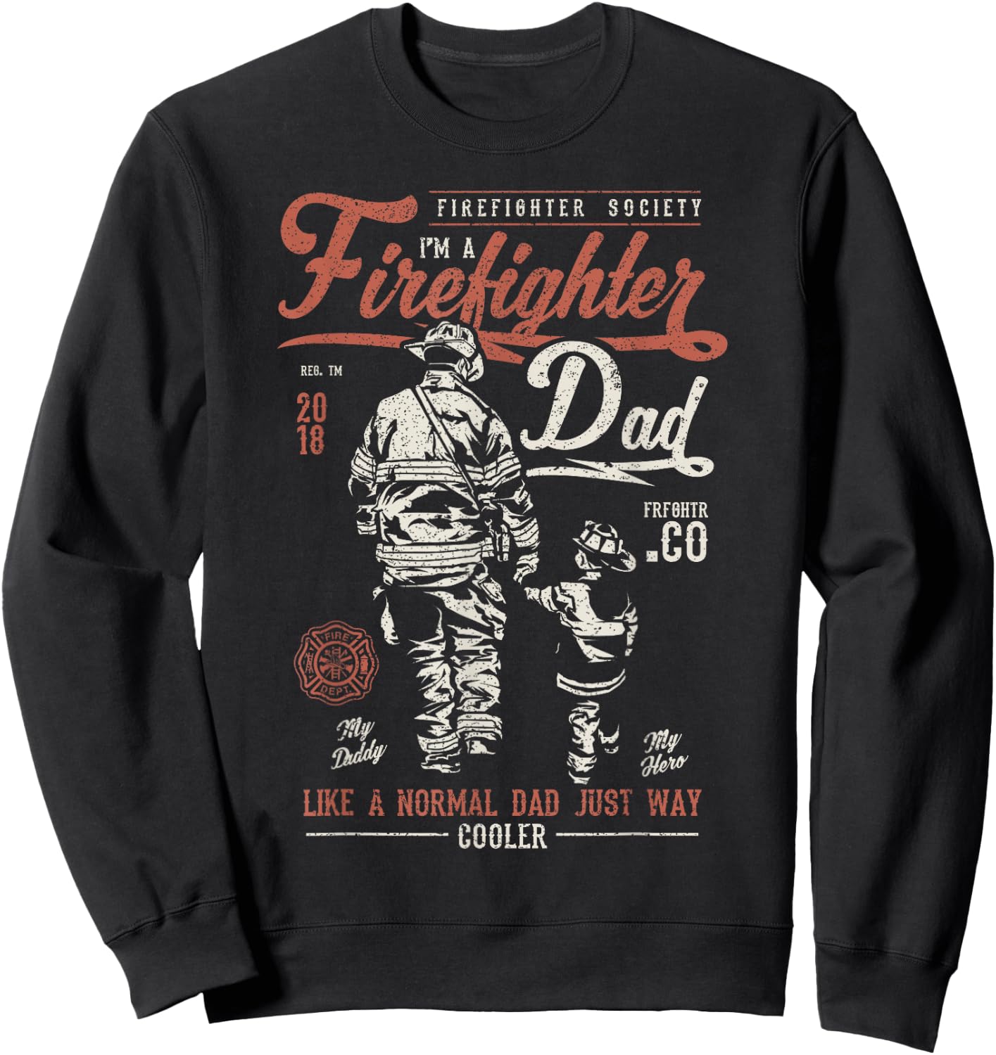 Distressed Firefighter Dad Shirt Men Fathers Day Fireman Sweatshirt - Sweatshirt | Black