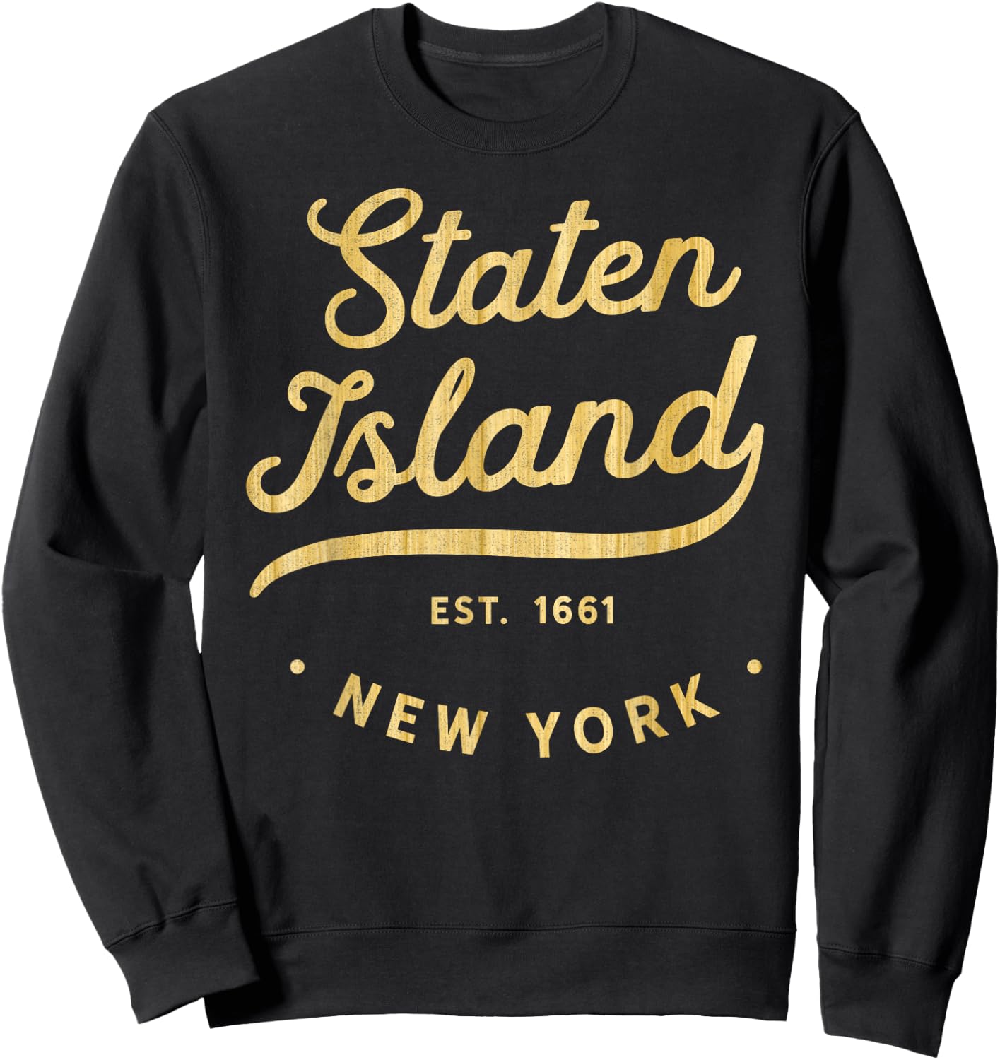 Classic Retro Vintage Staten Island Woodgrain NYC USA Casual Sweatshirt - Sweatshirt | Black