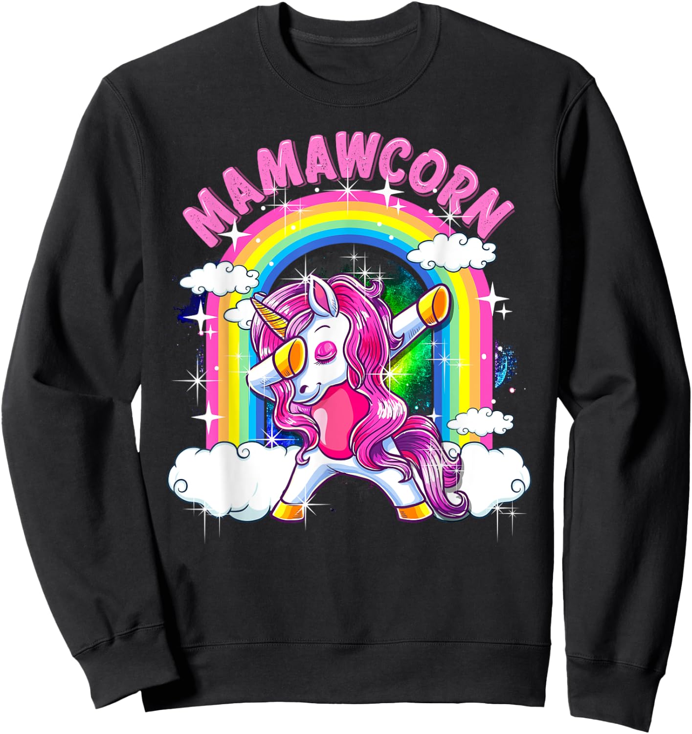 Mamawcorn Shirt Dabbing Unicorn Cute Mamaw Gifts Sweatshirt - Sweatshirt | Black