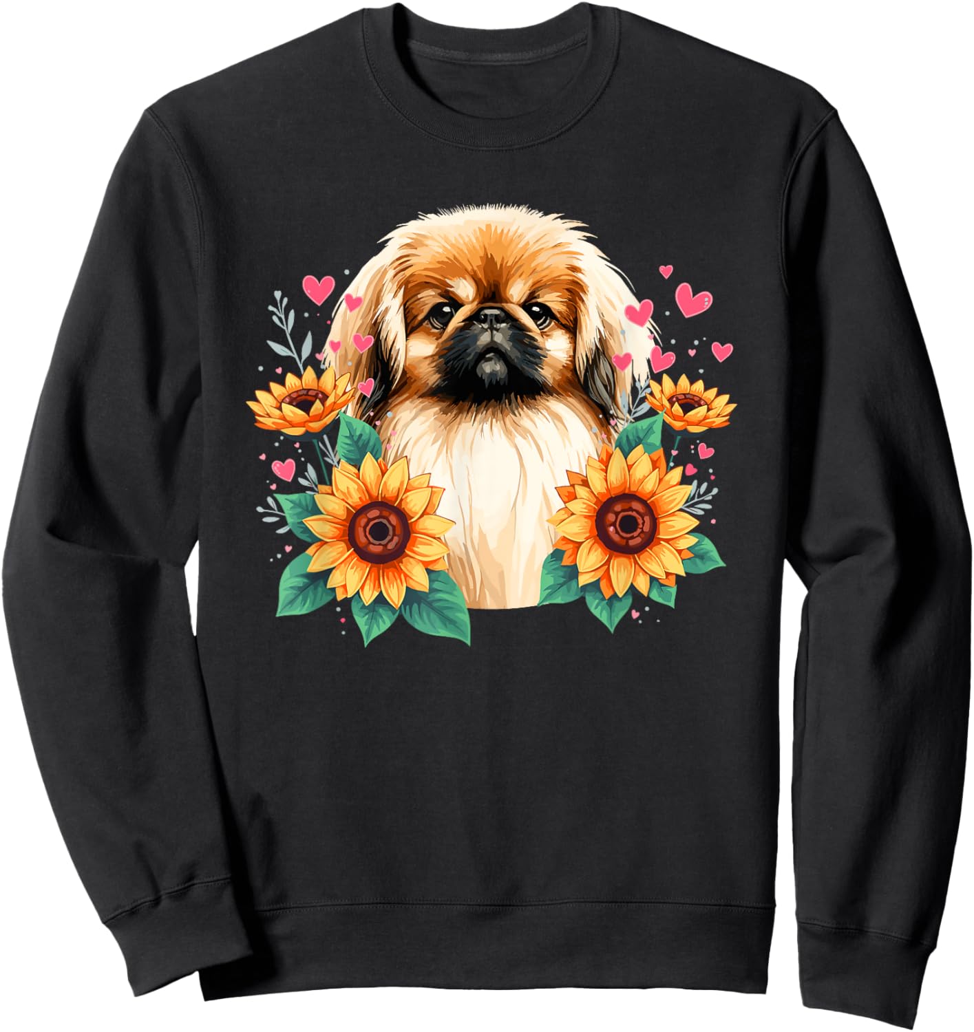Sunflowers Pekingese Pekingeses Sweatshirt - Sweatshirt | Black