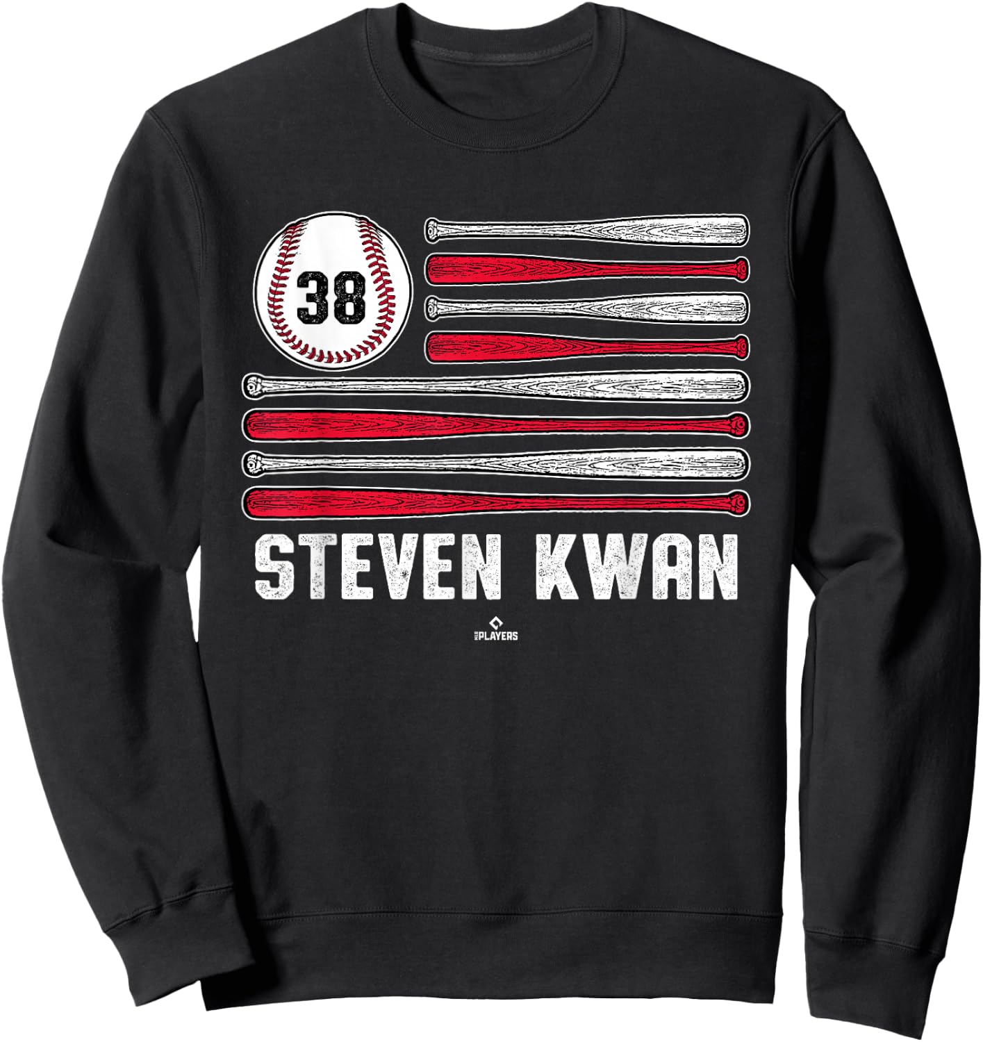 Baseball American Flag Steven Kwan Cleveland Baseball MLBPA Sweatshirt - Sweatshirt | Black