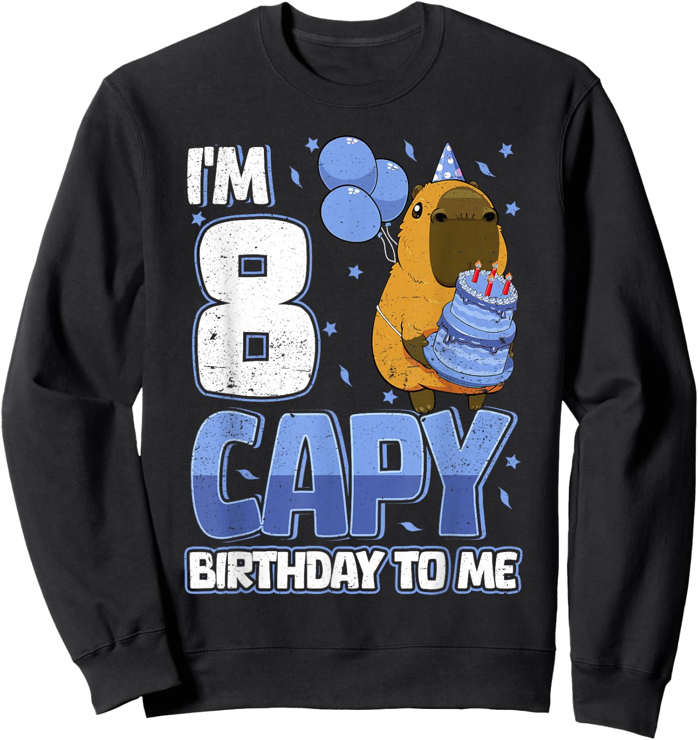 8 Years Capy Birthday to me Boys 8th Birthday Capybara Sweatshirt - Sweatshirt | Black
