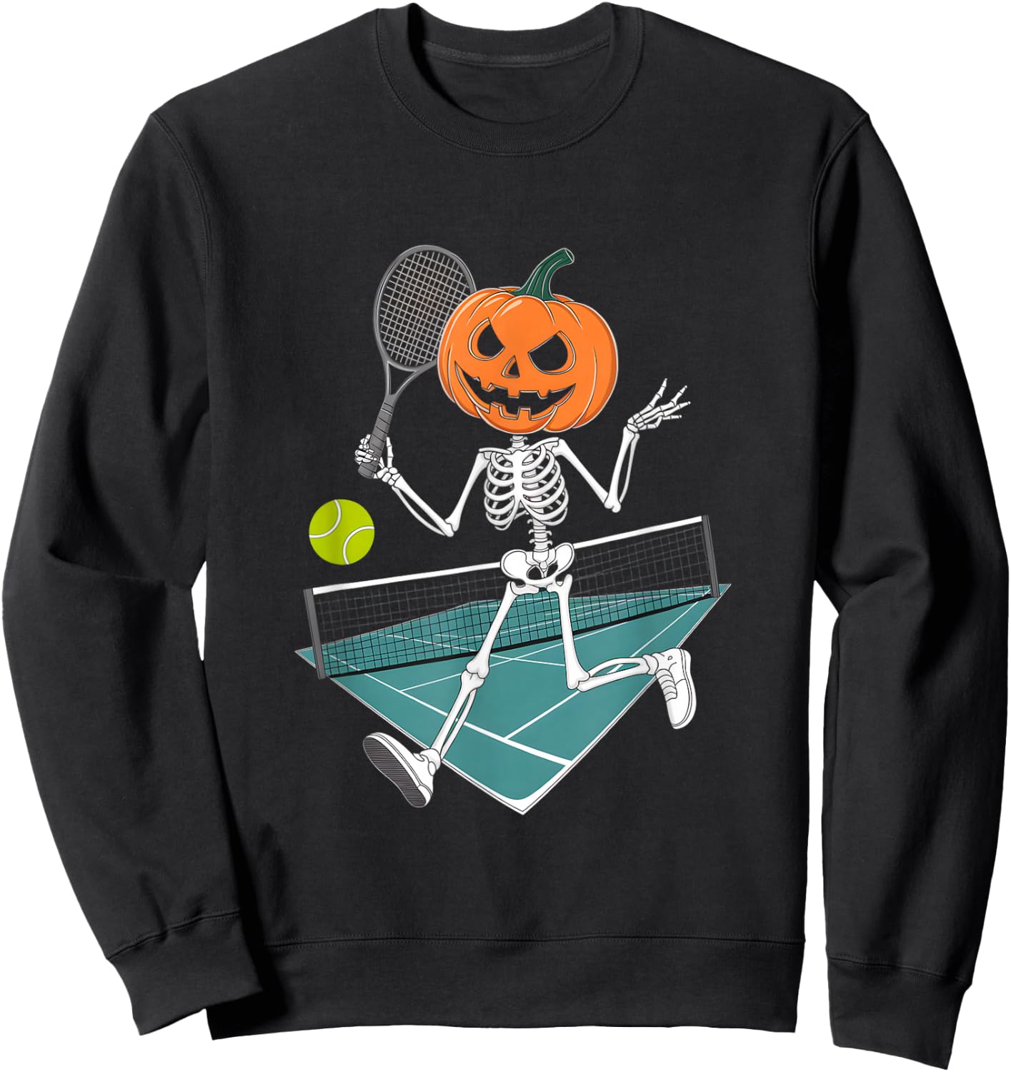 Tennis Pumpkin Jack O LanternFunny Halloween Pun Sweatshirt - Sweatshirt | Black