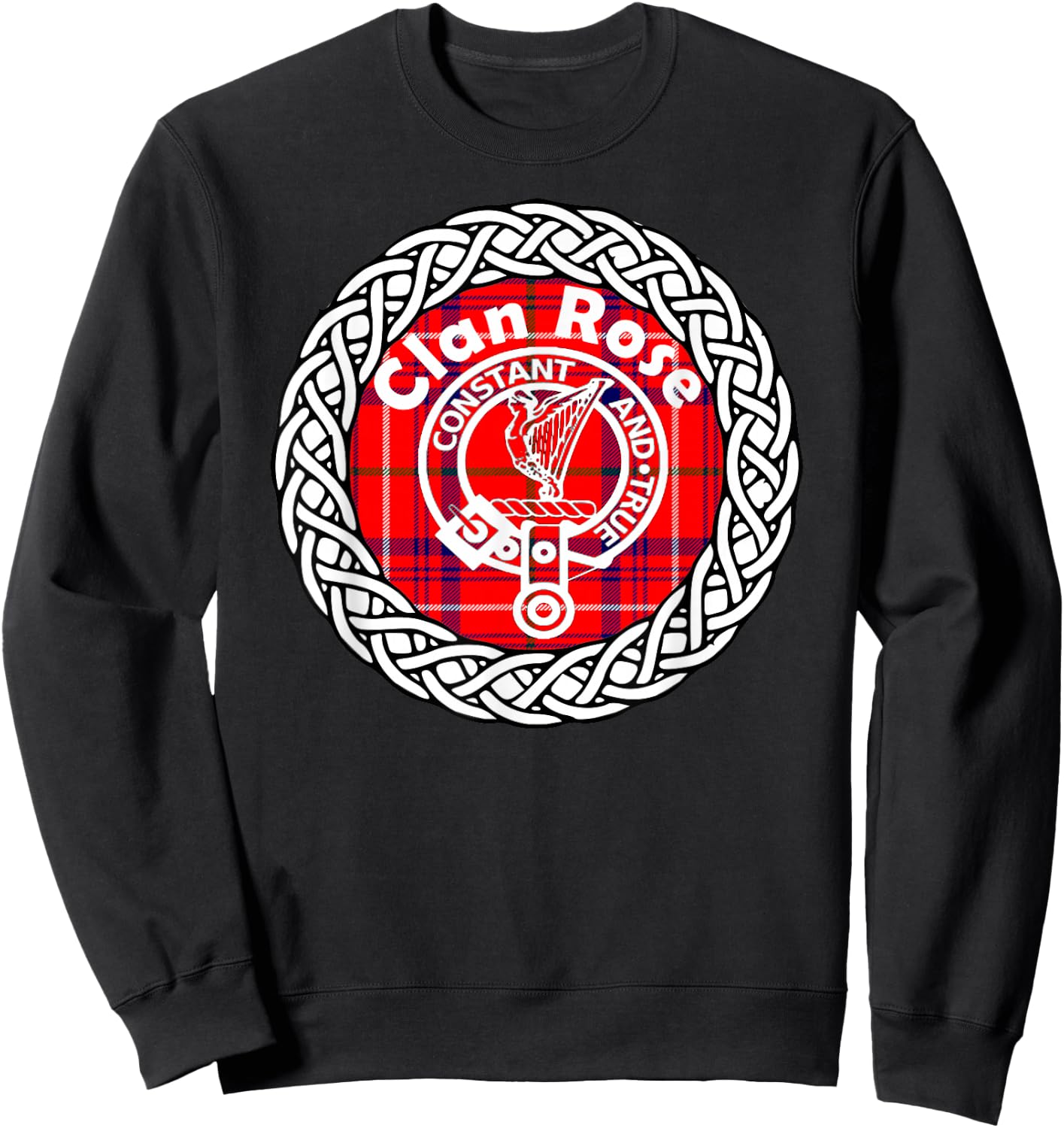 Rose surname last name Scottish Clan tartan badge crest Sweatshirt - Sweatshirt | Black