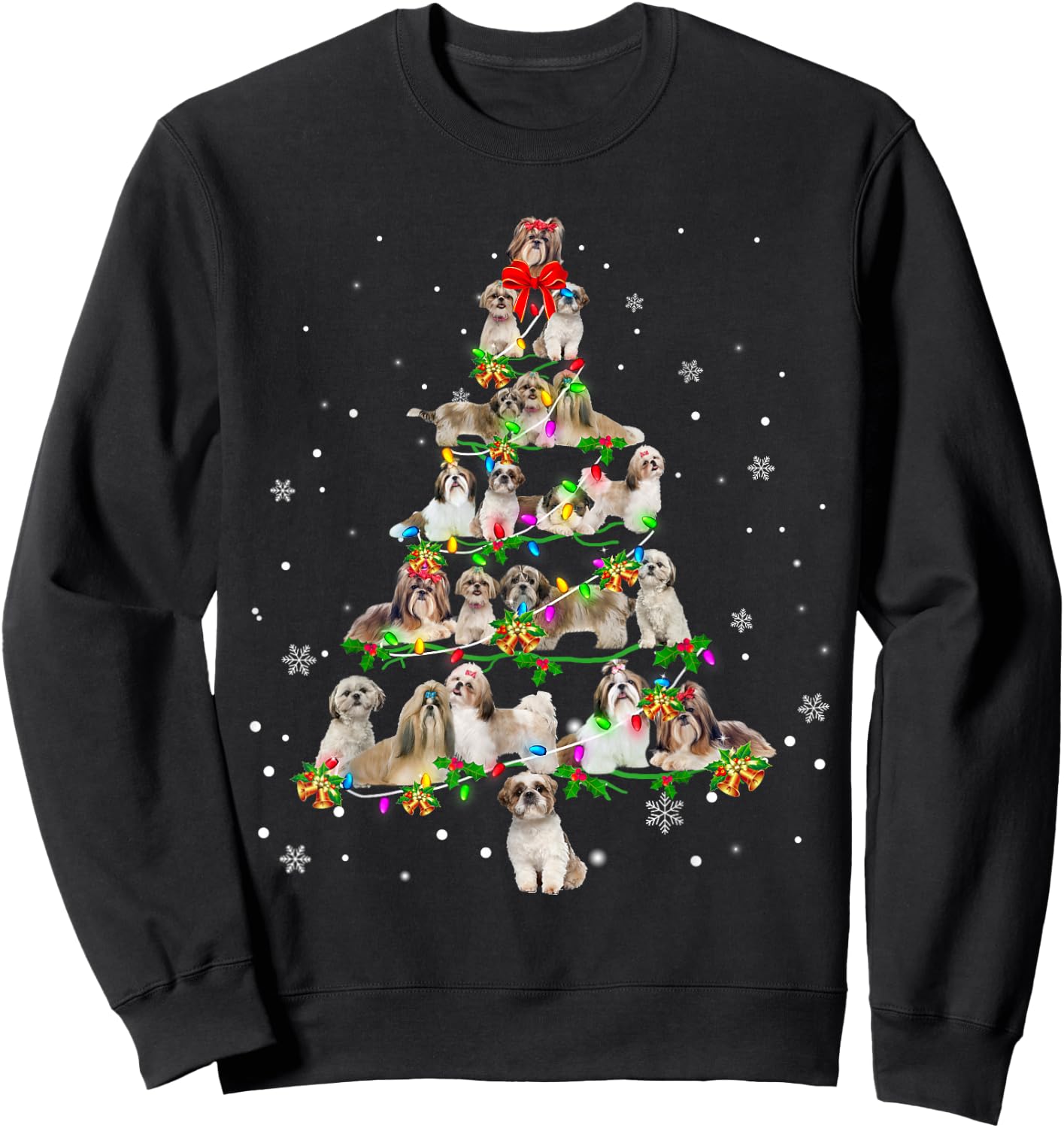 Shih Tzu Christmas Tree X-Mas Gift Sweatshirt - Sweatshirt | Black