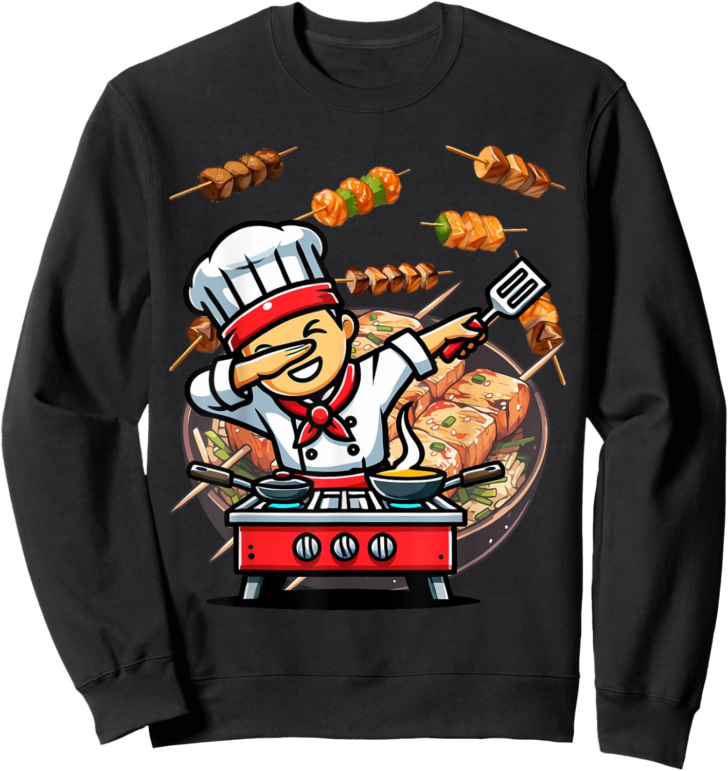 Dabbing Hibachi Chef Funny Sweatshirt - Sweatshirt | Black