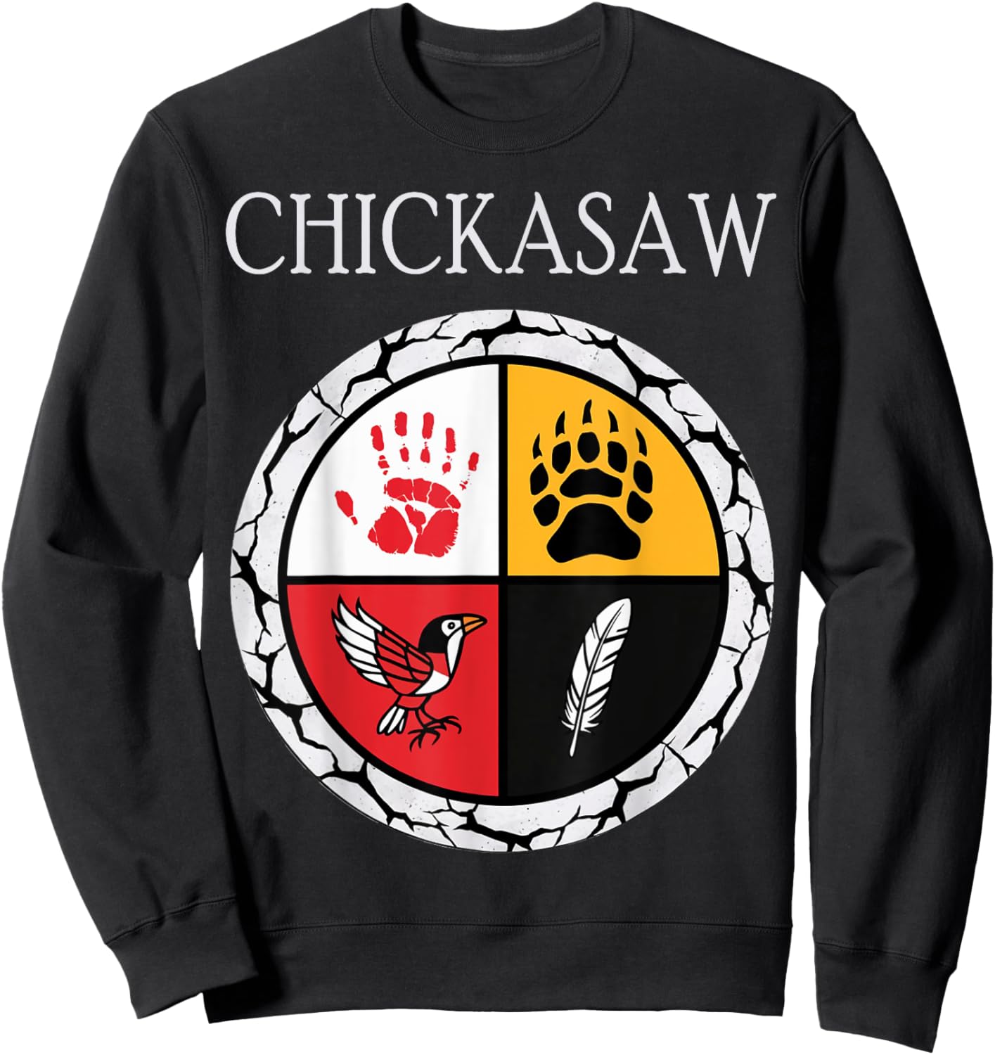 Chickasaw Tribe Native American Medicine Wheel Sweatshirt - Sweatshirt | Black