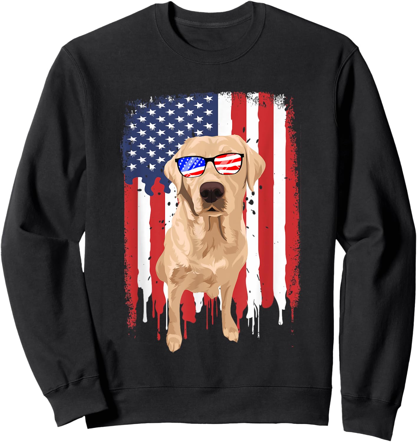 Labrador Retriever Shirt Independence Day 4th July USA Flag Sweatshirt - Sweatshirt | Black