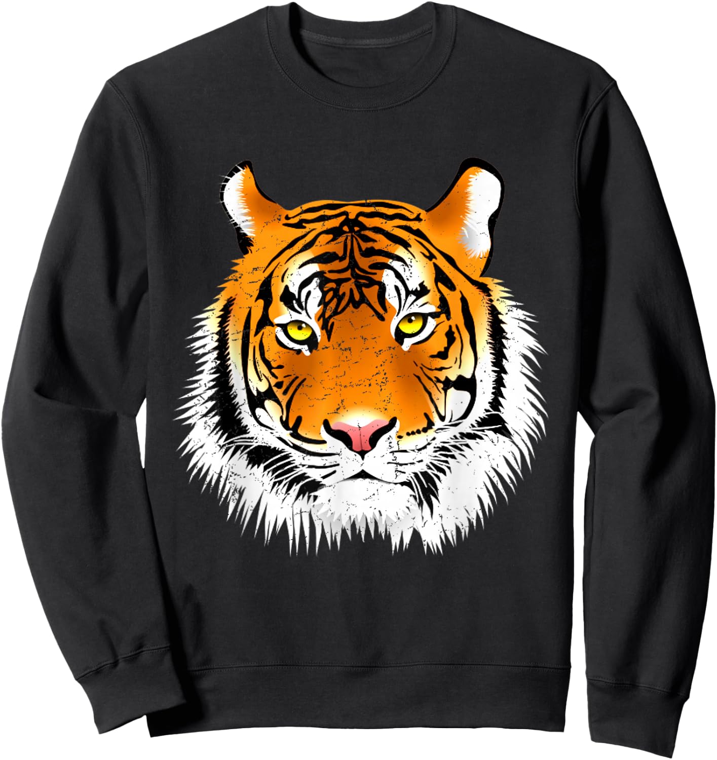 Distressed Tiger Head Design Men, Women, Boys & Girls Sweatshirt - Sweatshirt | Black