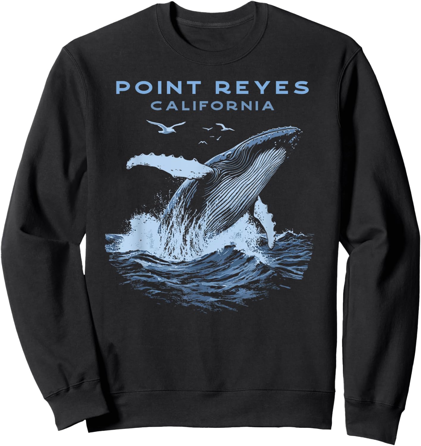 Point Reyes California Humpback Whale Sweatshirt - Sweatshirt | Black