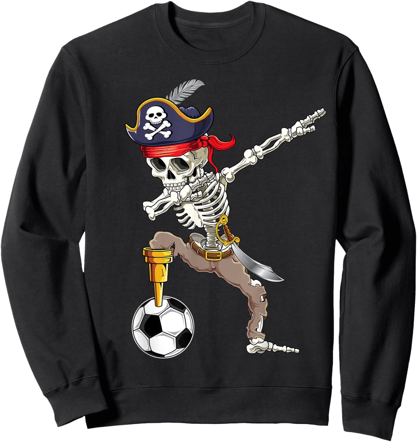 Dab Skeleton | Dabbing Skeleton Futbol Pirate Soccer Gifts Sweatshirt - Sweatshirt | Black