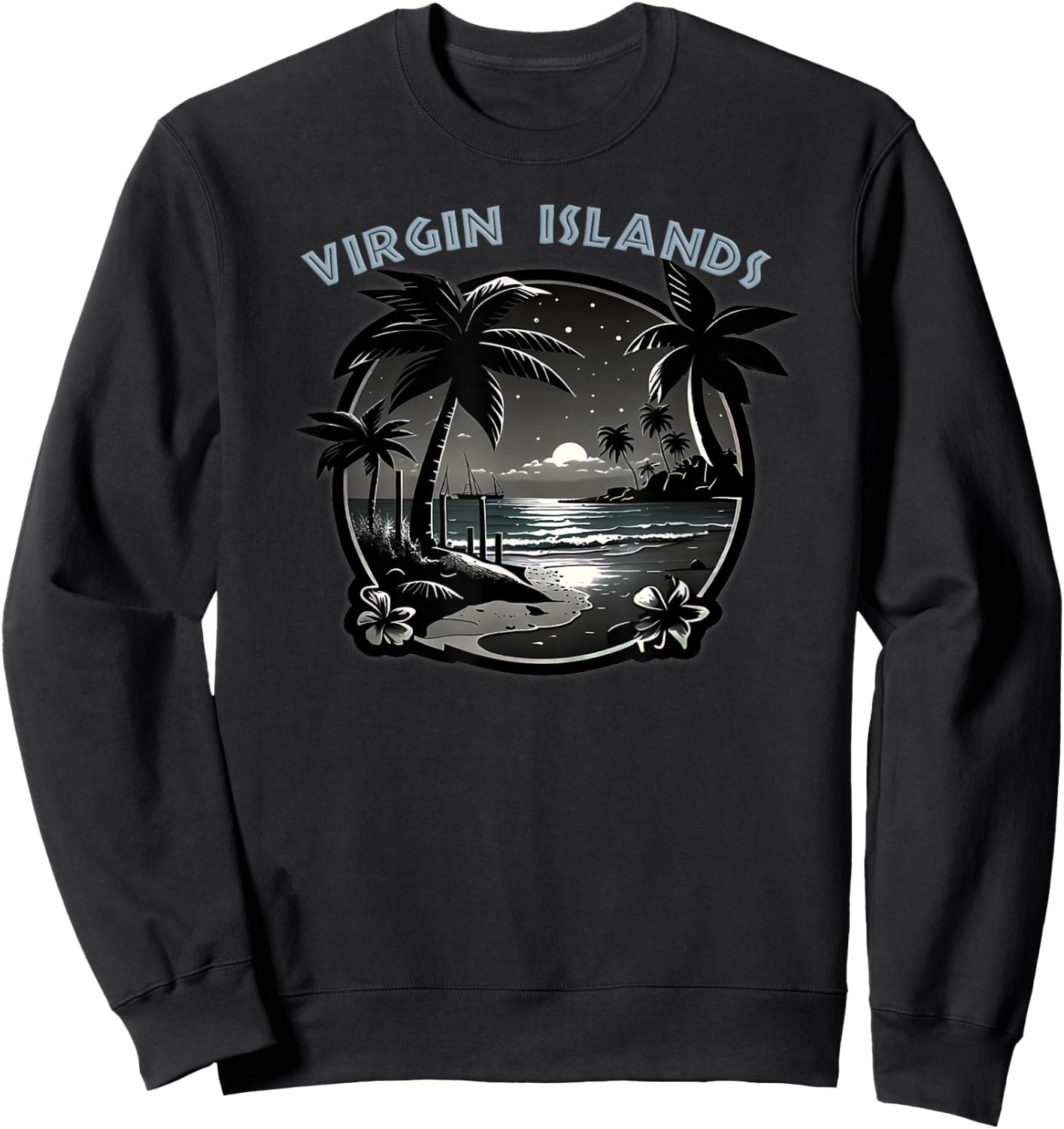 Virgin Islands Palms Caribbean Deck Chair Hammock Souvenir Sweatshirt - Sweatshirt | Black