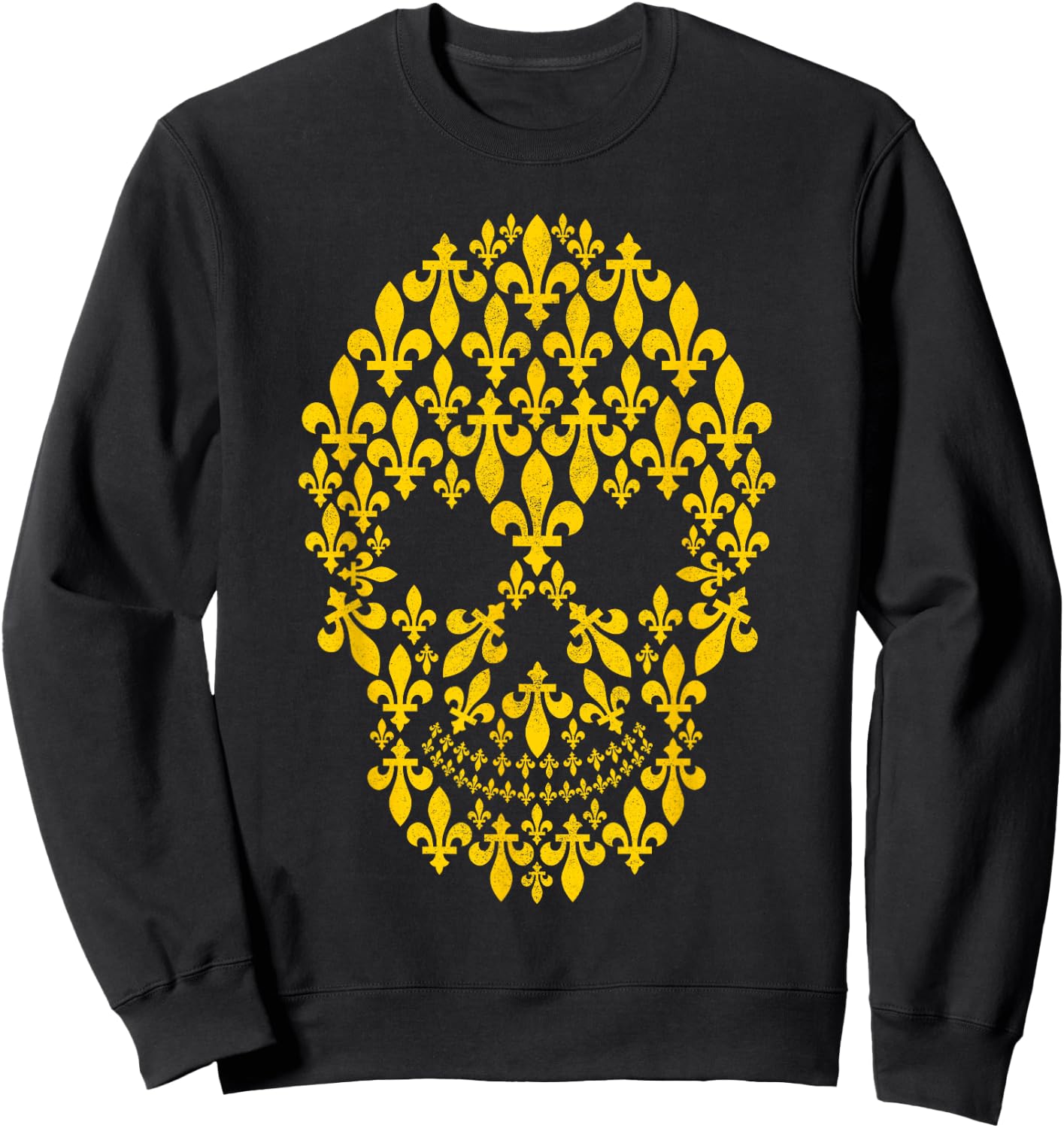 New Orleans Fleur de lis Skull Grunge Gold Sweatshirt - Sweatshirt | Black