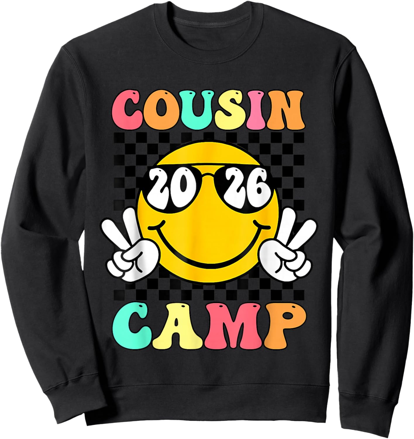 Cousin Camp 2026 Cute Summer Vacation Camping Crew Sweatshirt - Sweatshirt | Black