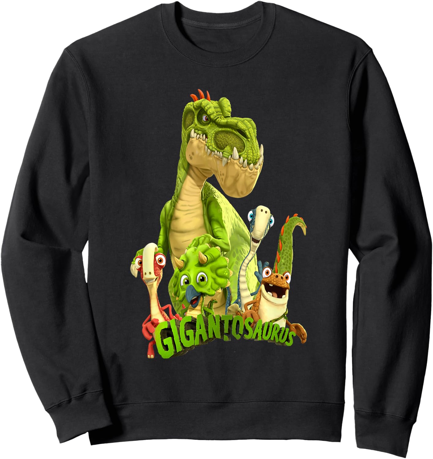 Gigantosaurus Logo with Giganto & The 4 Kid Dinos Sweatshirt - Sweatshirt | Black