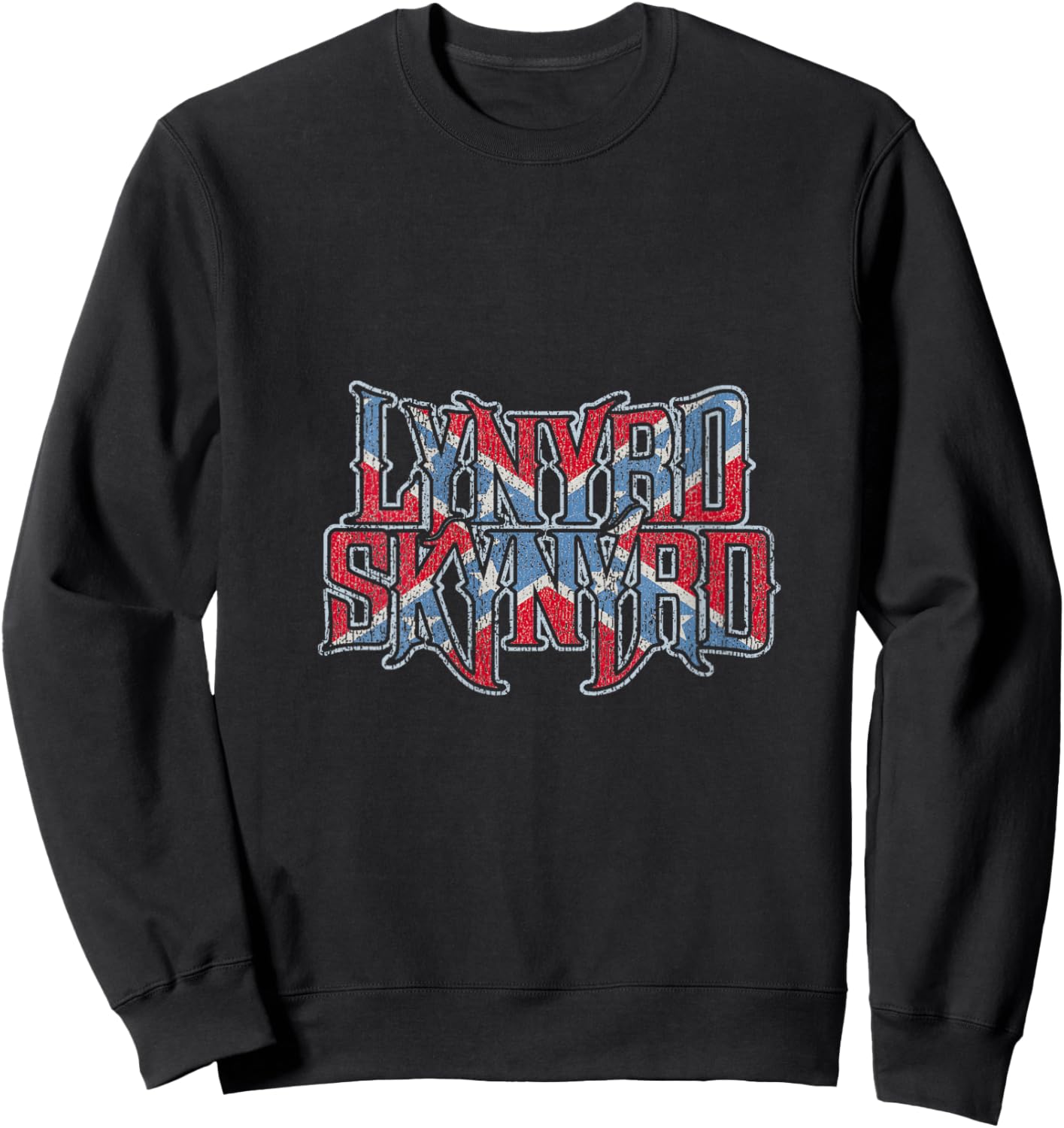 Lynyrd Skynyrd Vintage Logo Rock Biker US Flag Southern V-Neck Sweatshirt - Sweatshirt | Black