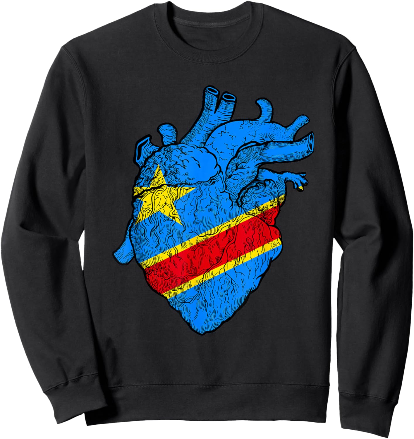 Congolese Flag Heart Congolese Roots Republic Of Congo Sweatshirt - Sweatshirt | Black