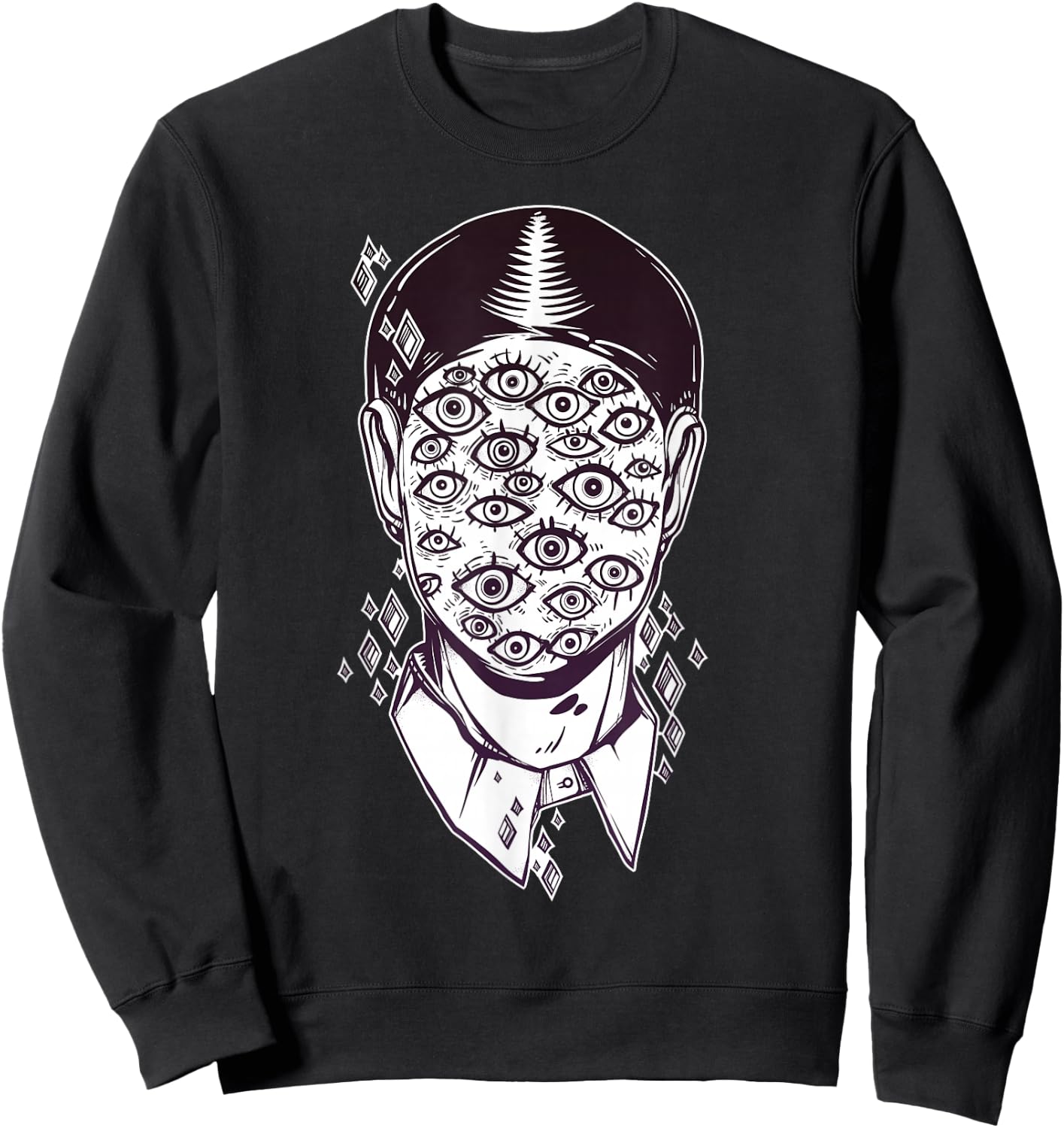 Dali Surreal - Noir Retro Eyes on Face Tattoo Art Sweatshirt - Sweatshirt | Black