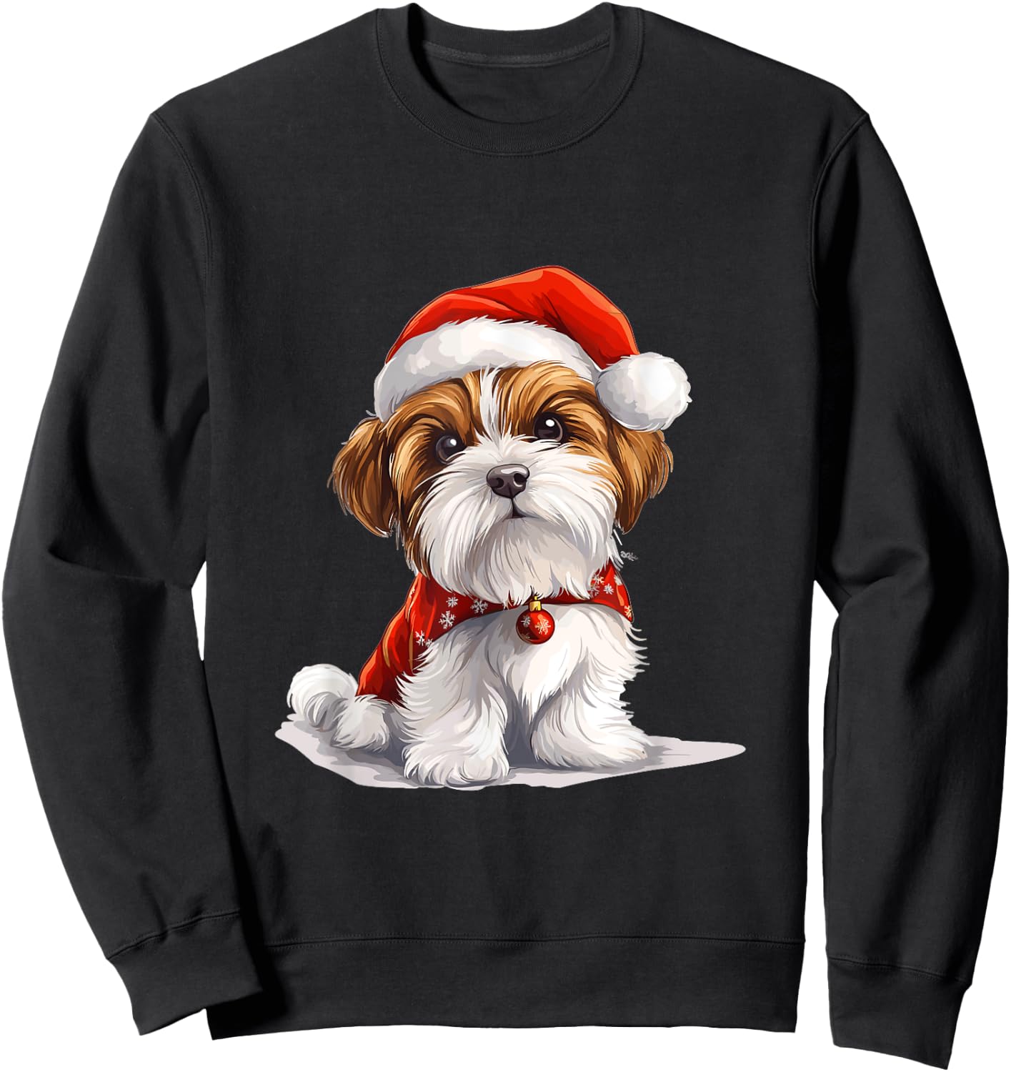 Cute Biewer Terrier Dog Christmas Merry X-mas Graphic Sweatshirt - Sweatshirt | Black