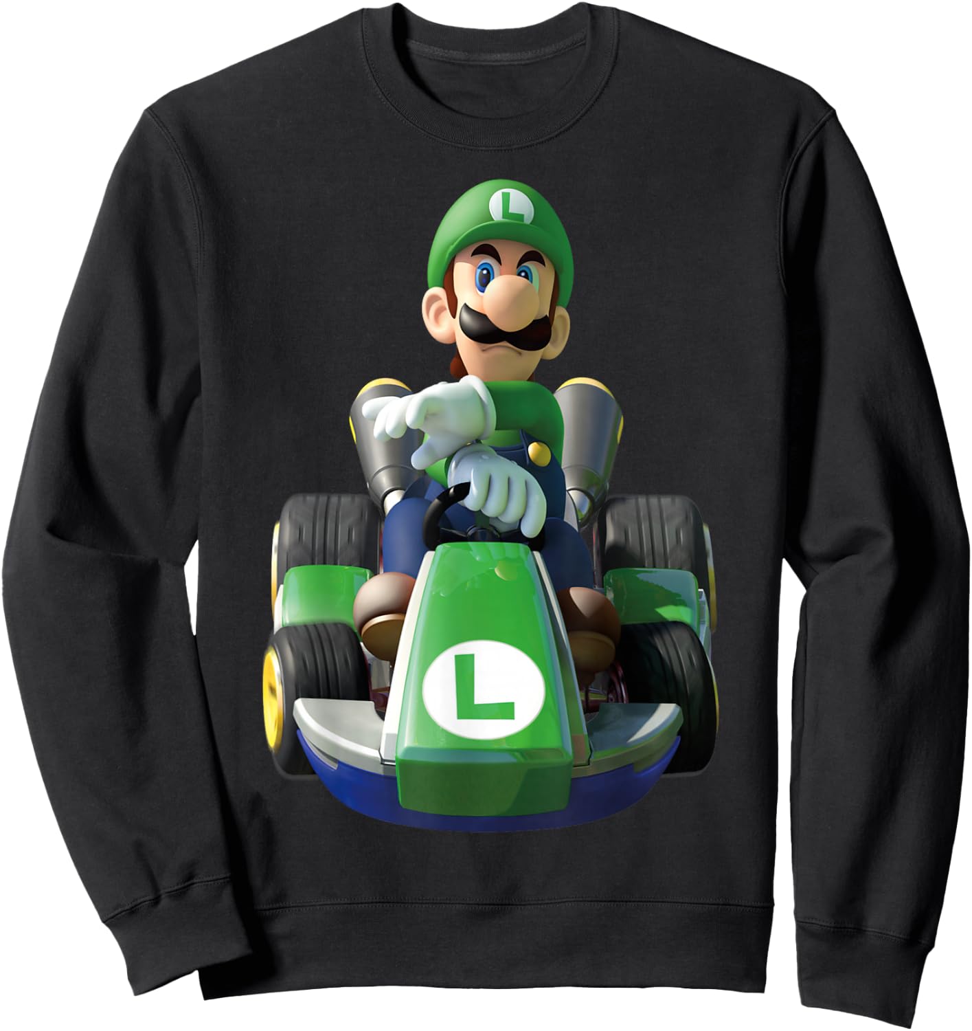 Nintendo Mario Kart Luigi Driving Fast Graphic Sweatshirt - Sweatshirt | Black