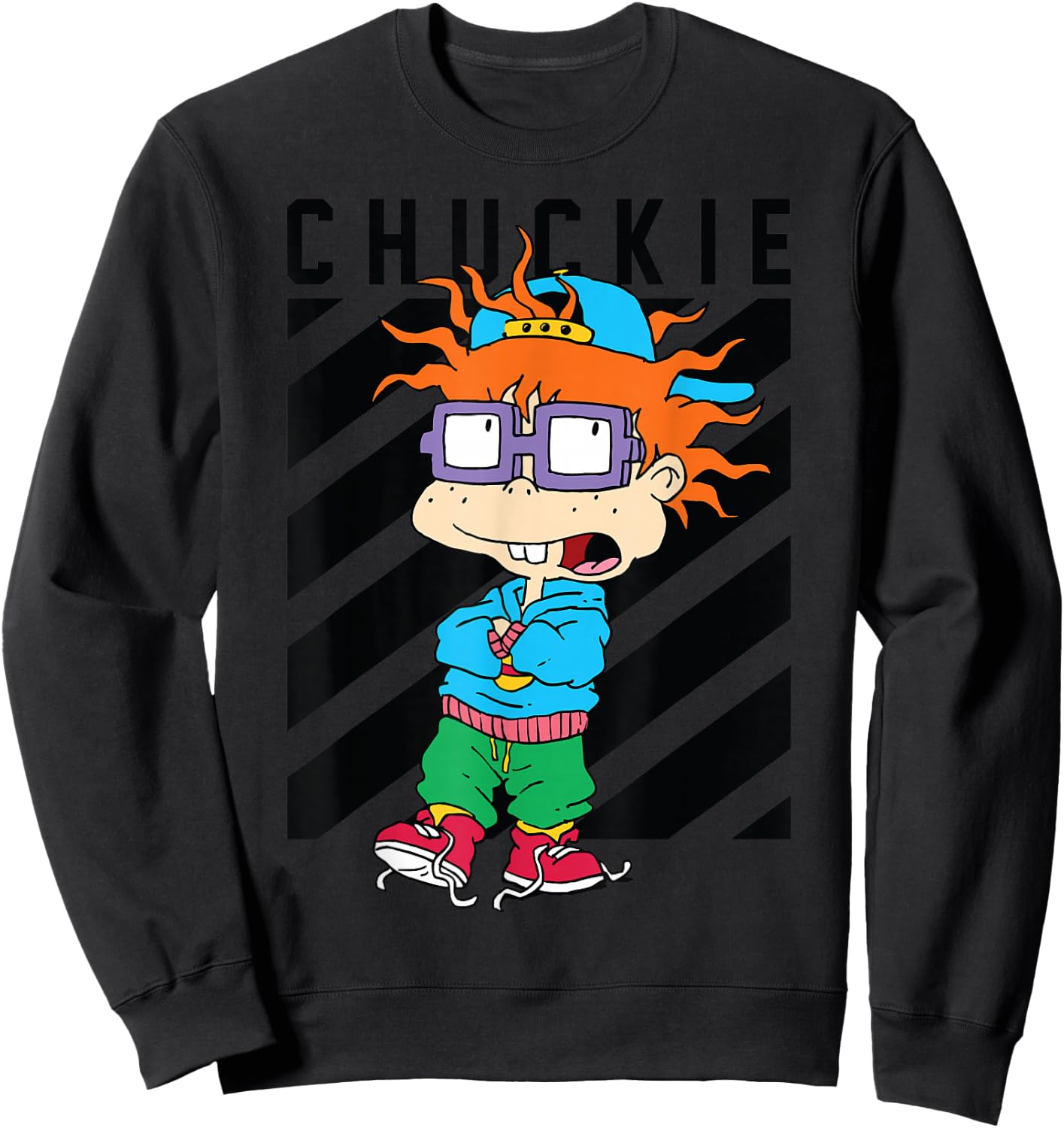 Black Taping Cool "Chuckie" With Baseball Hat Sweatshirt - Sweatshirt | Black