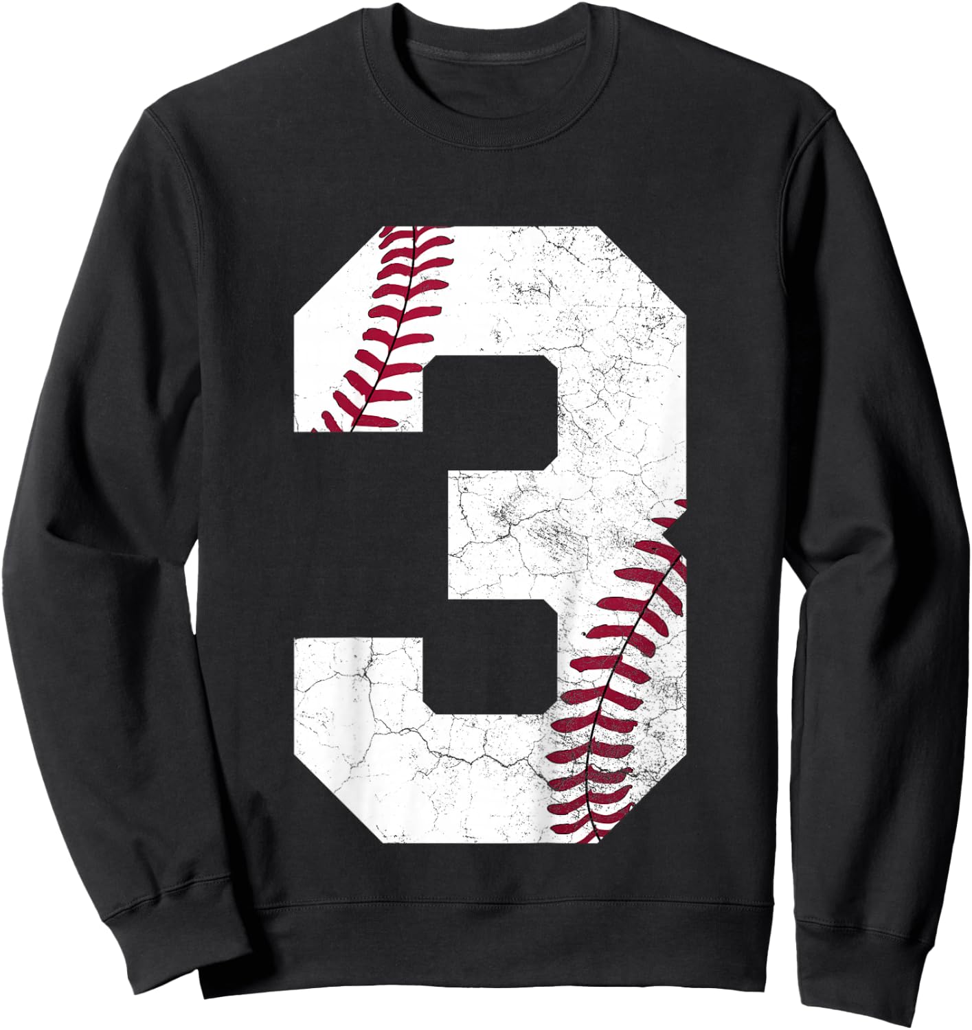Kids 2022 3rd Birthday Baseball Boys Kids Three 3 Years Gift Sweatshirt - Sweatshirt | Black