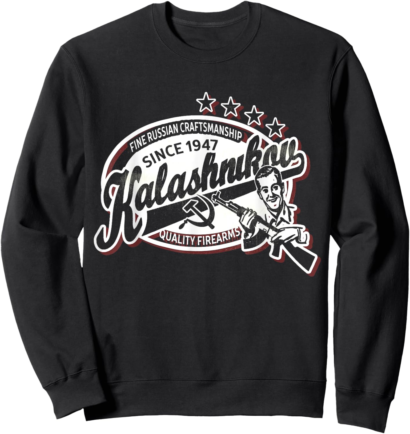 Soviet Kalashnikov AK-47 Vintage USSR Russian Rifle Gun CCCP Sweatshirt - Sweatshirt | Black