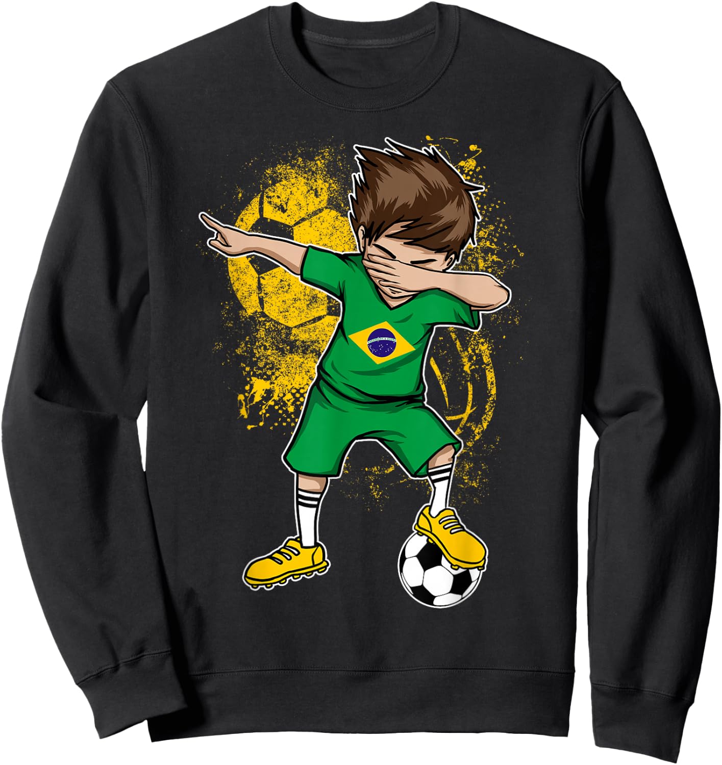 Dabbing Boy Brazil Soccer Shirt Jersey Brasil Football Sweatshirt - Sweatshirt | Black