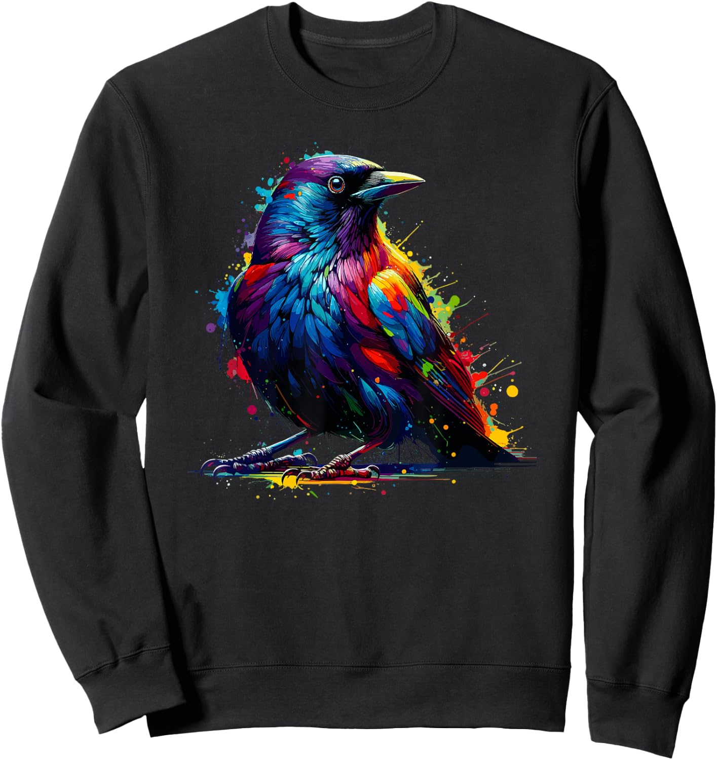 Splash Art Common Blackbird Birdwatcher Birdwatching Sweatshirt - Sweatshirt | Black