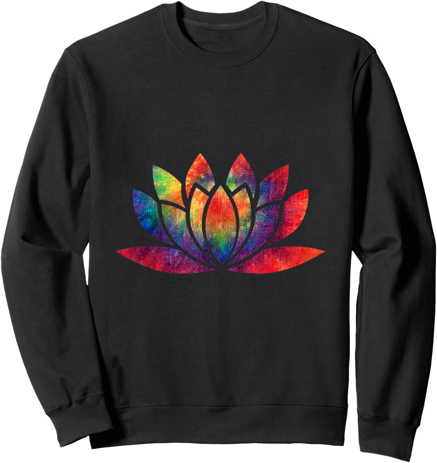 Tie Dye Lotus Flower Tie Dyed Spiritual Groovy Hamsa T Shirt Sweatshirt - Sweatshirt | Black