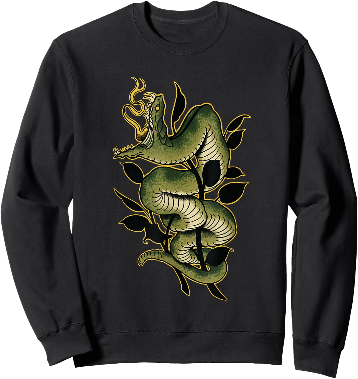 Snake Traditional Old school Tattoo Graphic Sweatshirt - Sweatshirt | Black