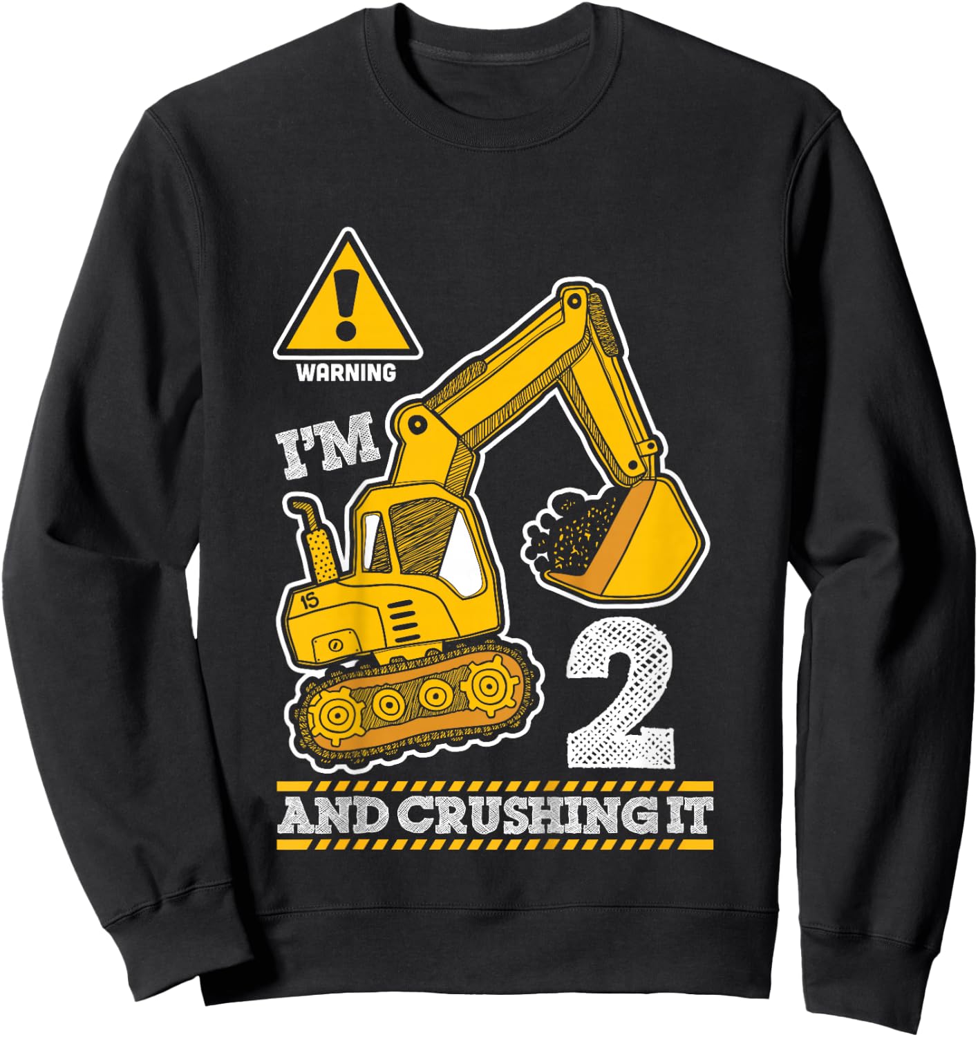Construction Truck 2nd Birthday 2 Years Old Digger Builder Sweatshirt - Sweatshirt | Black