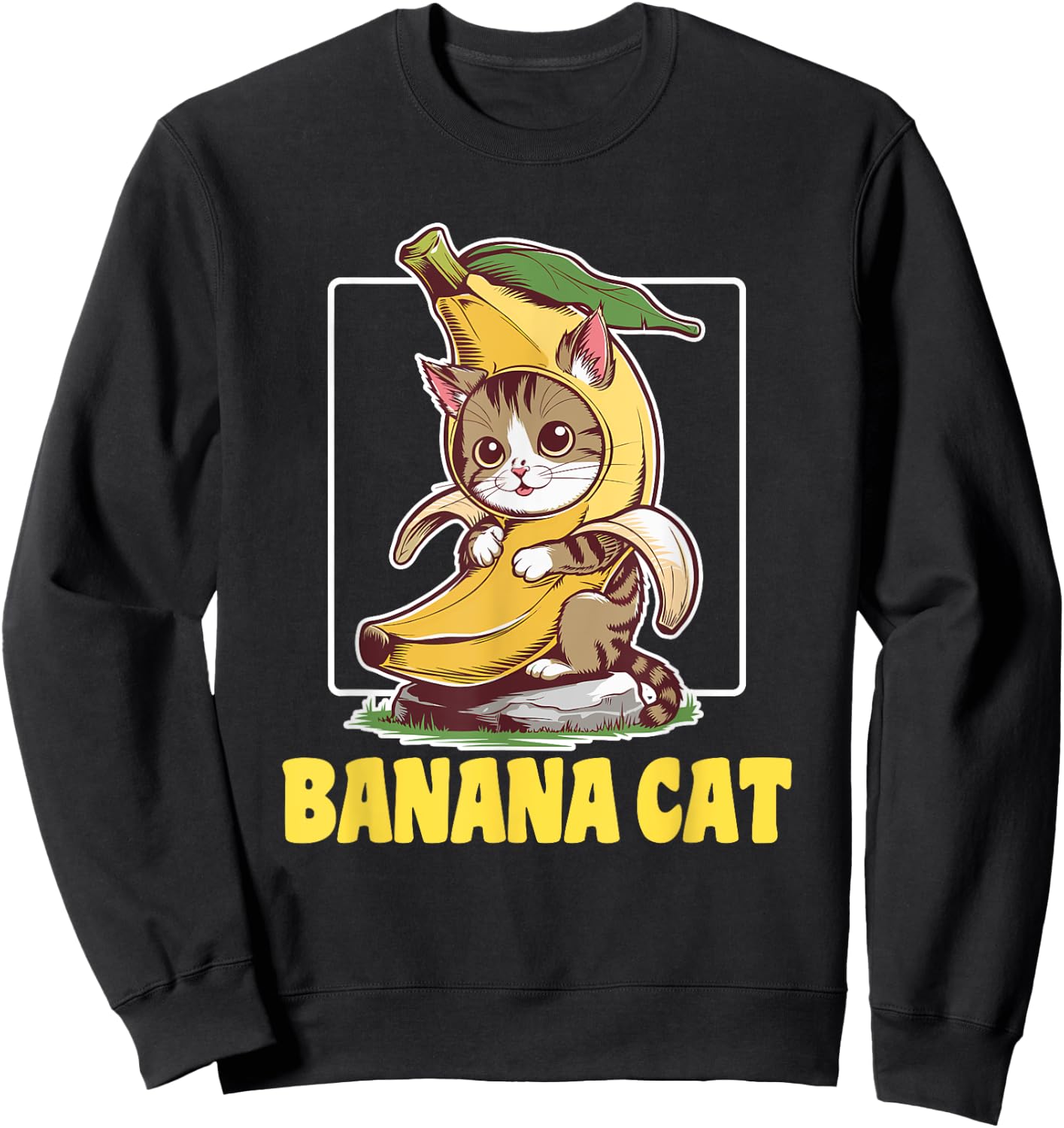 Cute Banana Cat Happy Bananacat Meme Kitty Cat Lovers Meme Sweatshirt - Sweatshirt | Black