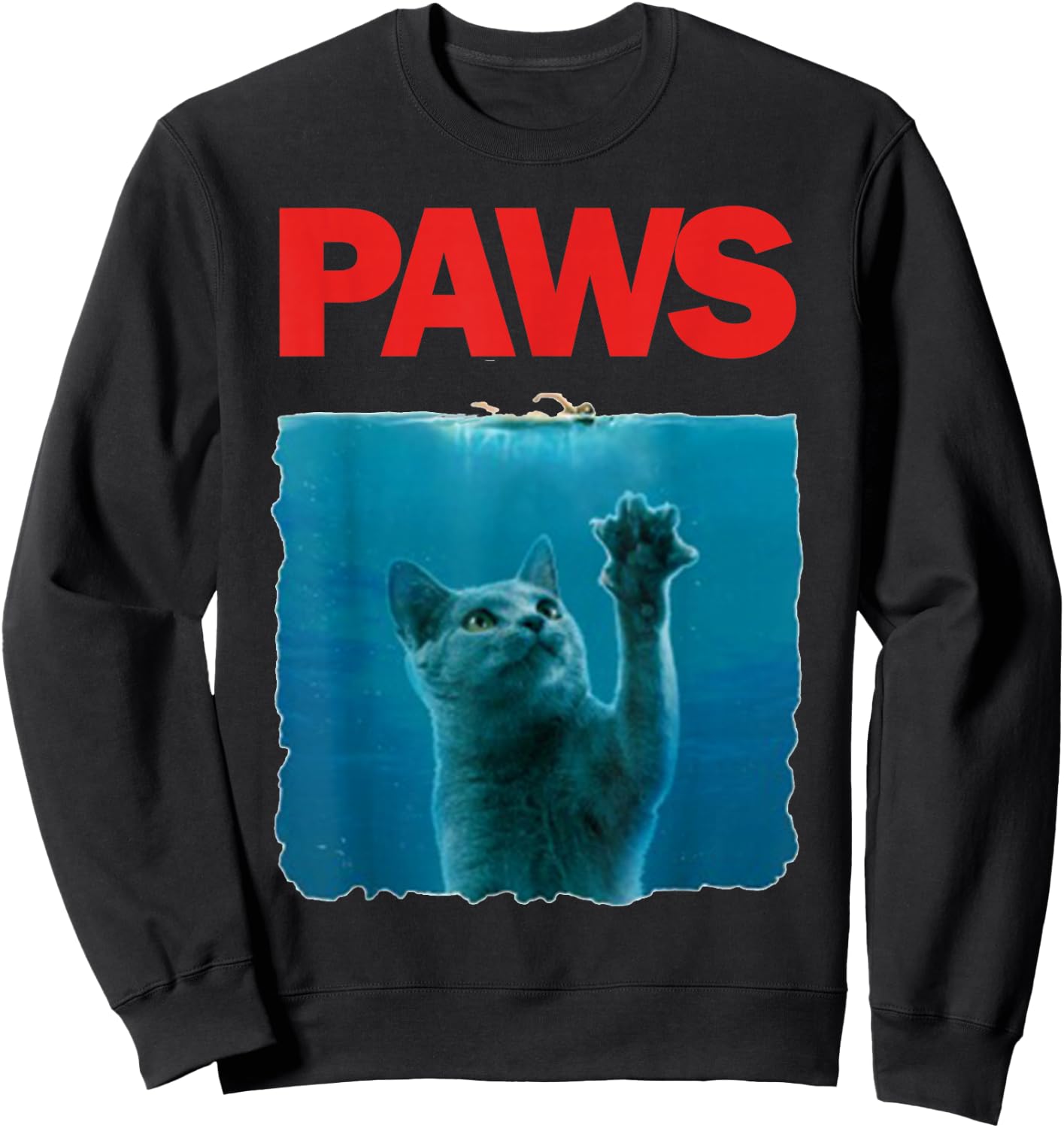 Paws Kitten Meow Parody Funny Cat Lover Gifts Sweatshirt - Sweatshirt | Black