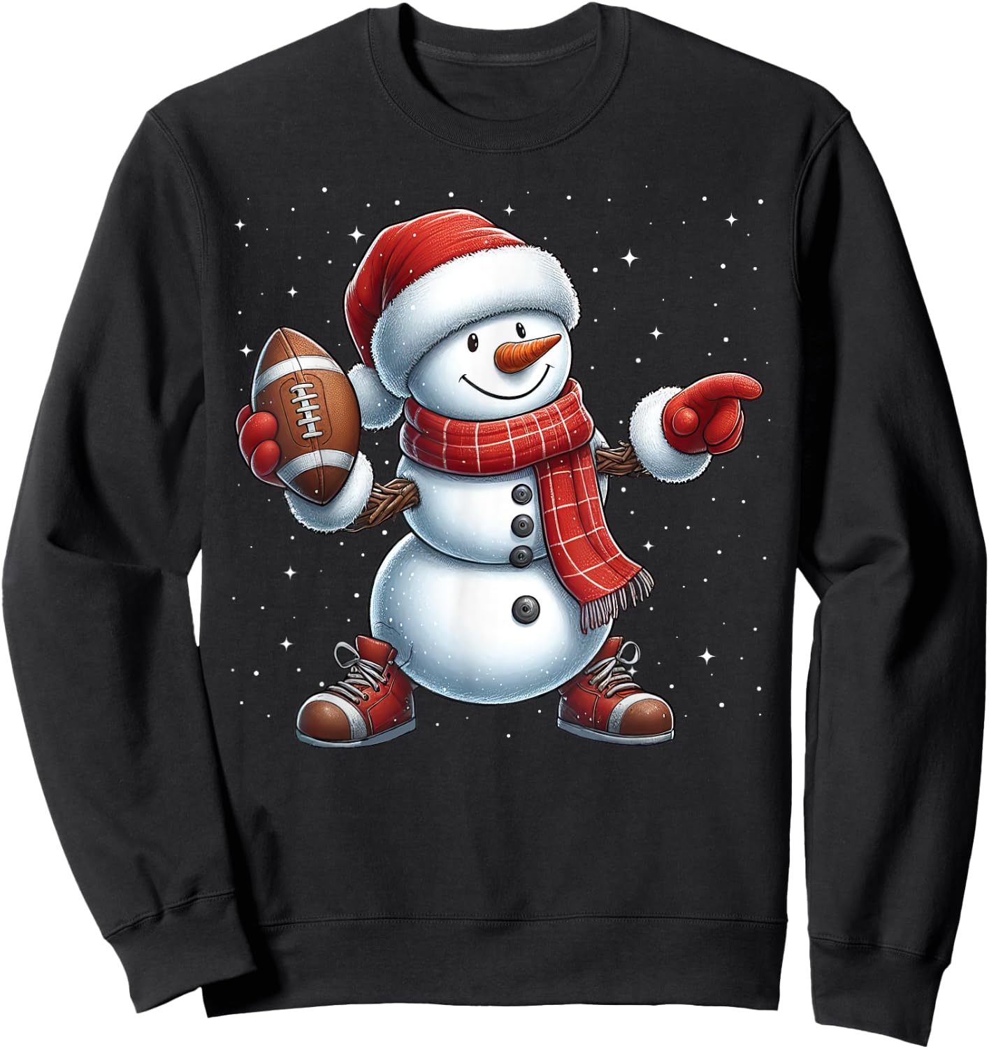Snowman American Football Christmas Snow Boys Girls Kids Sweatshirt - Sweatshirt | Black