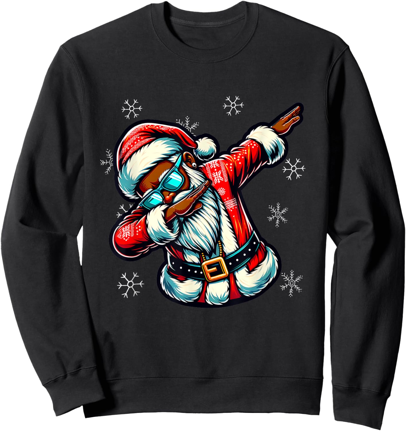 Black African American Christmas Dabbing Santa Claus PJ Sweatshirt - Sweatshirt | Black