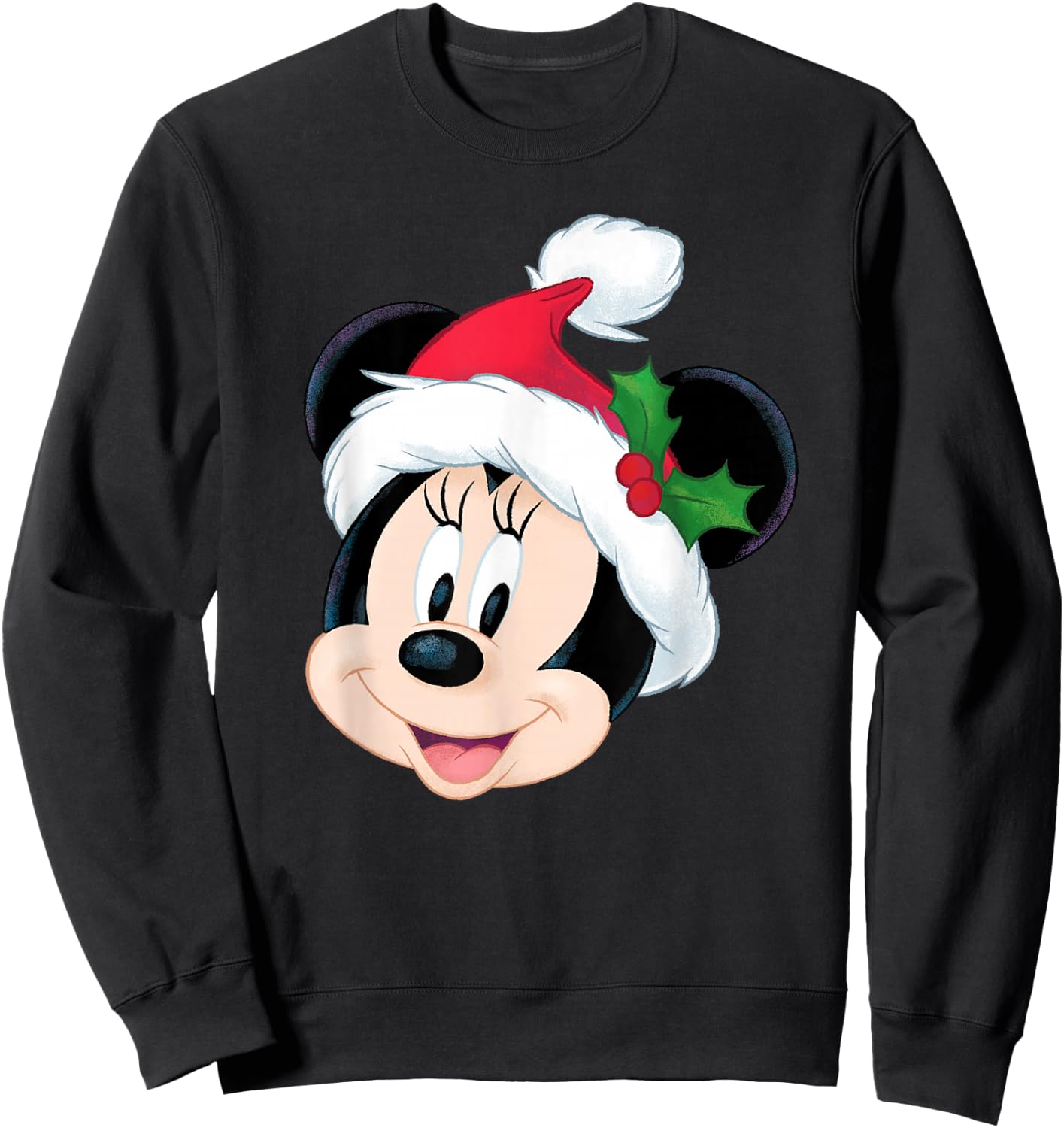 Disney Minnie Mouse in Santa Hat Holiday Sweatshirt - Sweatshirt | Black