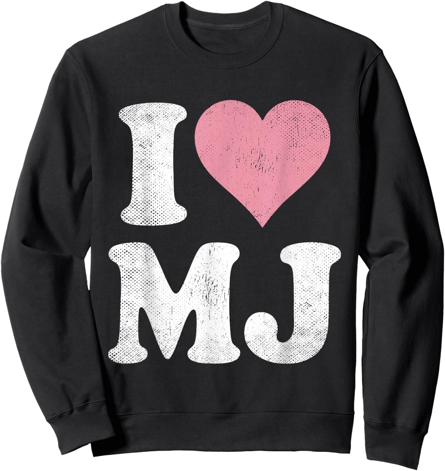 I Love MJ Vintage Fan Merch Pink Heart Initials Design M.J. Sweatshirt - Sweatshirt | Black
