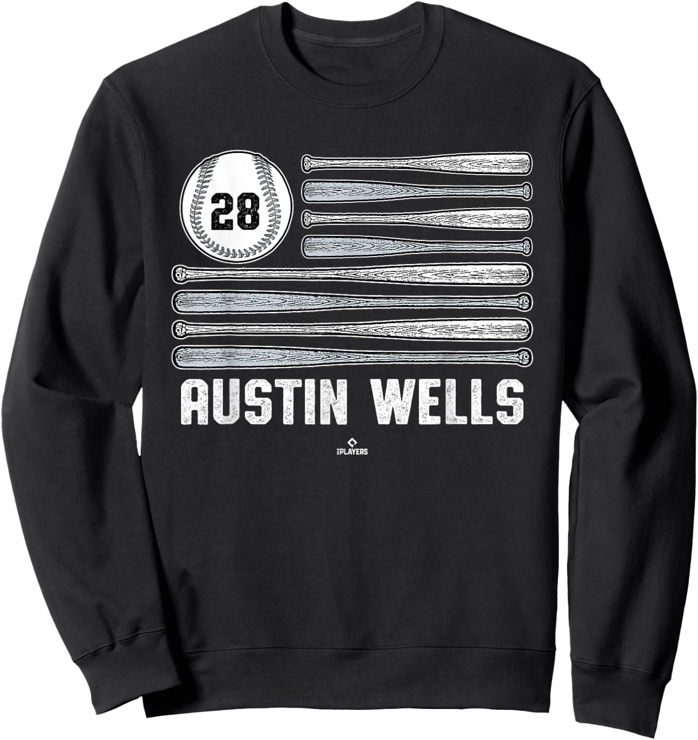 Baseball American Flag Austin Wells New York Baseball MLBPA Sweatshirt - Sweatshirt | Black