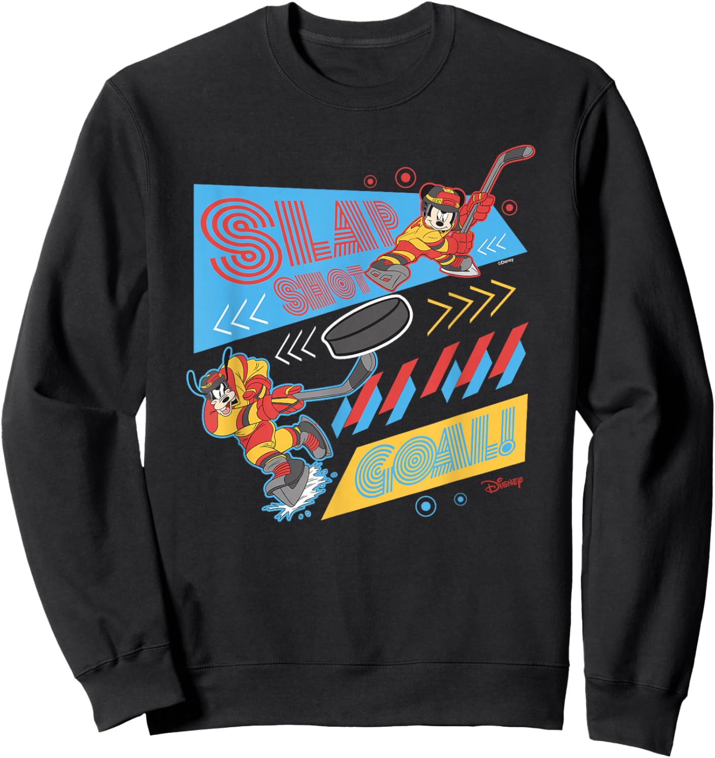 Disney Mickey and Friends Slap Shot Goal Winter Sports Sweatshirt - Sweatshirt | Black
