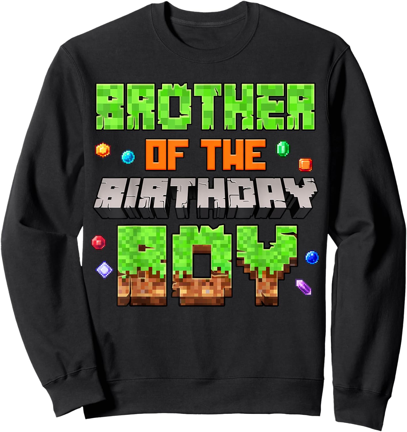Brother Of The Birthday Boy Pixel Gaming Video Game Kids Sweatshirt - Sweatshirt | Black