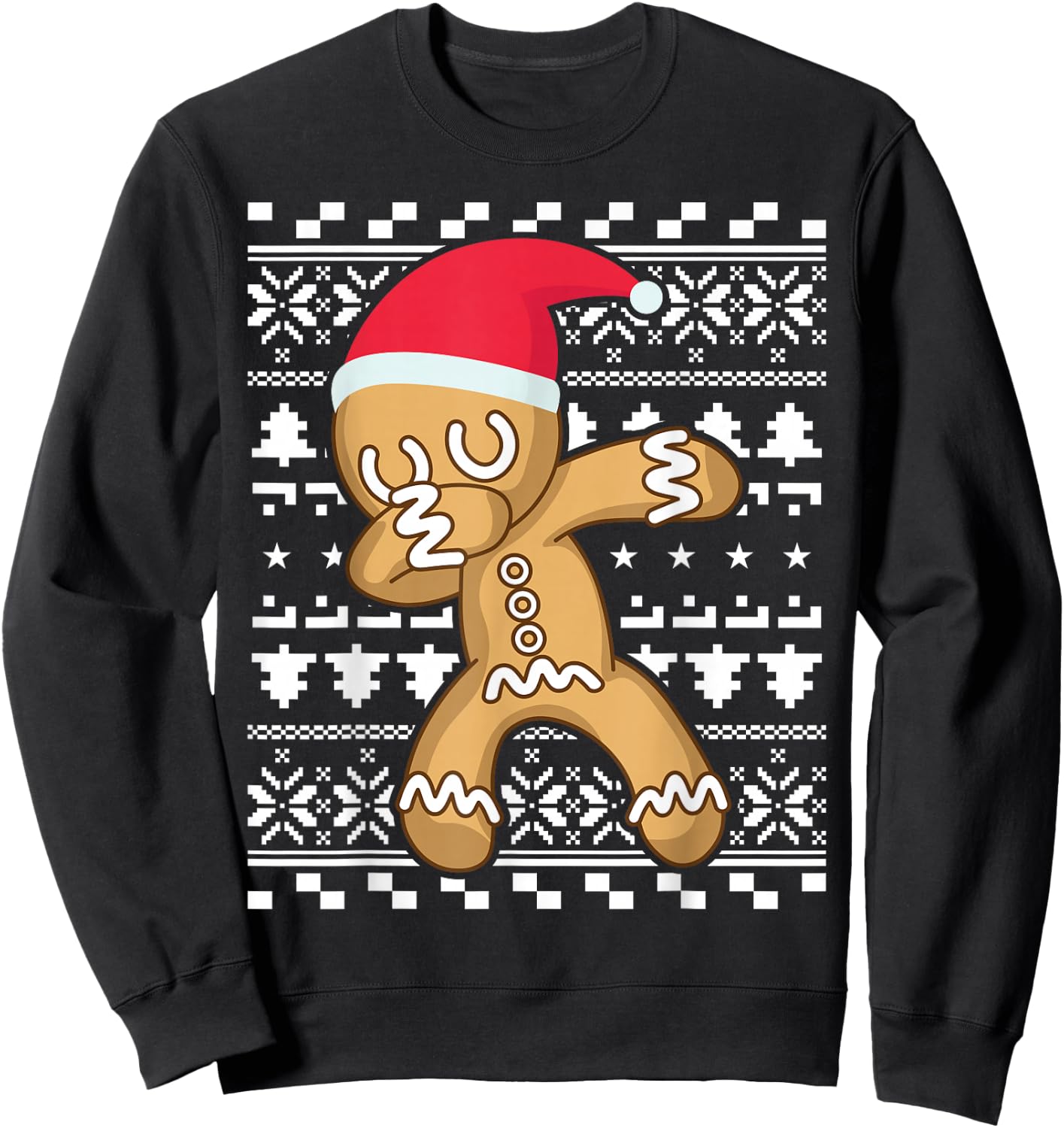 Dabbing Gingerbread Man Ugly Christmas Sweater Sweatshirt - Sweatshirt | Black