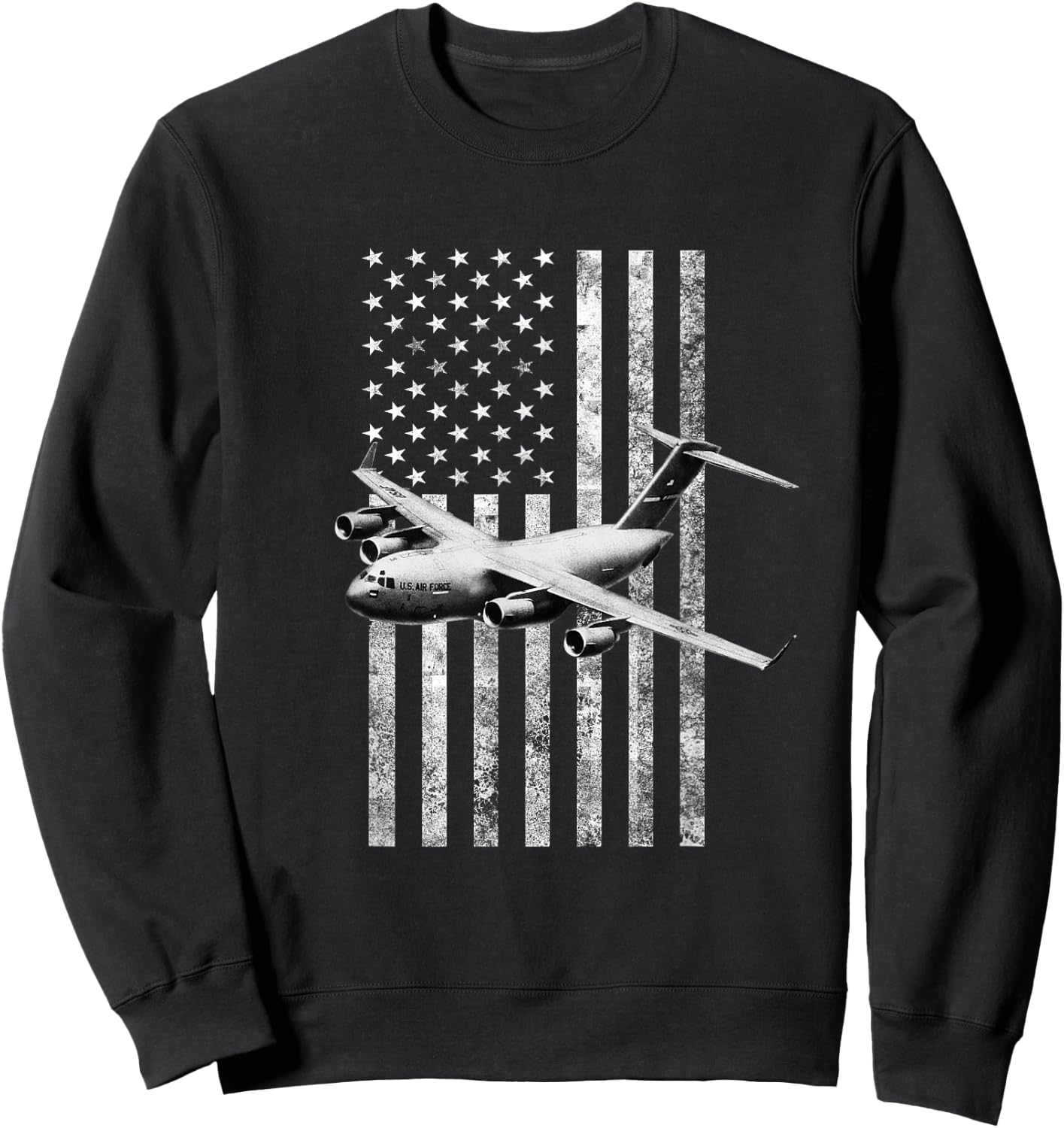 C-17 USA American Flag - Military Sweatshirt - Sweatshirt | Black