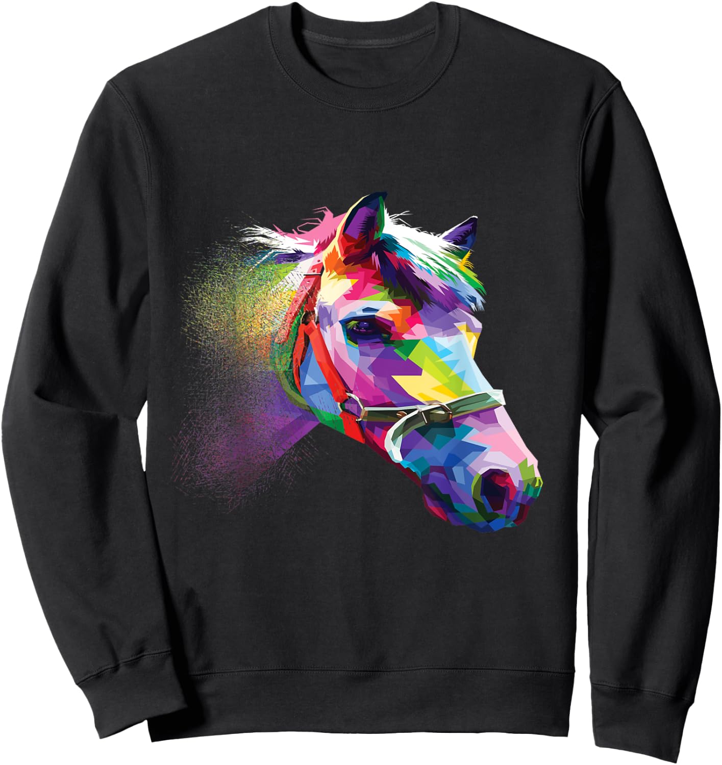 Horse Shirt Colorful Horse's head Pop Art Sweatshirt - Sweatshirt | Black