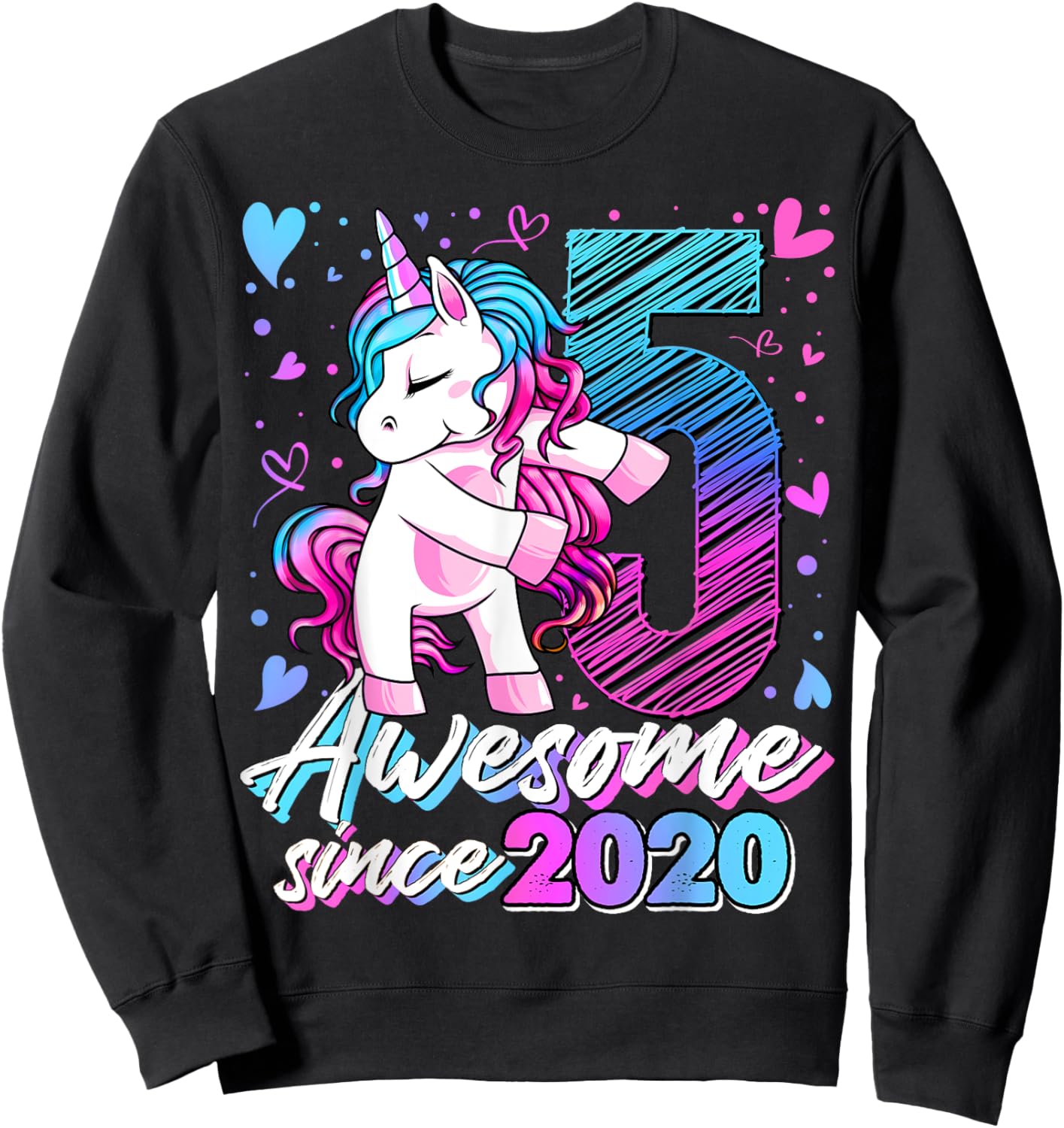 5 Year Old Unicorn Gifts For Girls 5th Birthday Girl Party Sweatshirt - Sweatshirt | Black